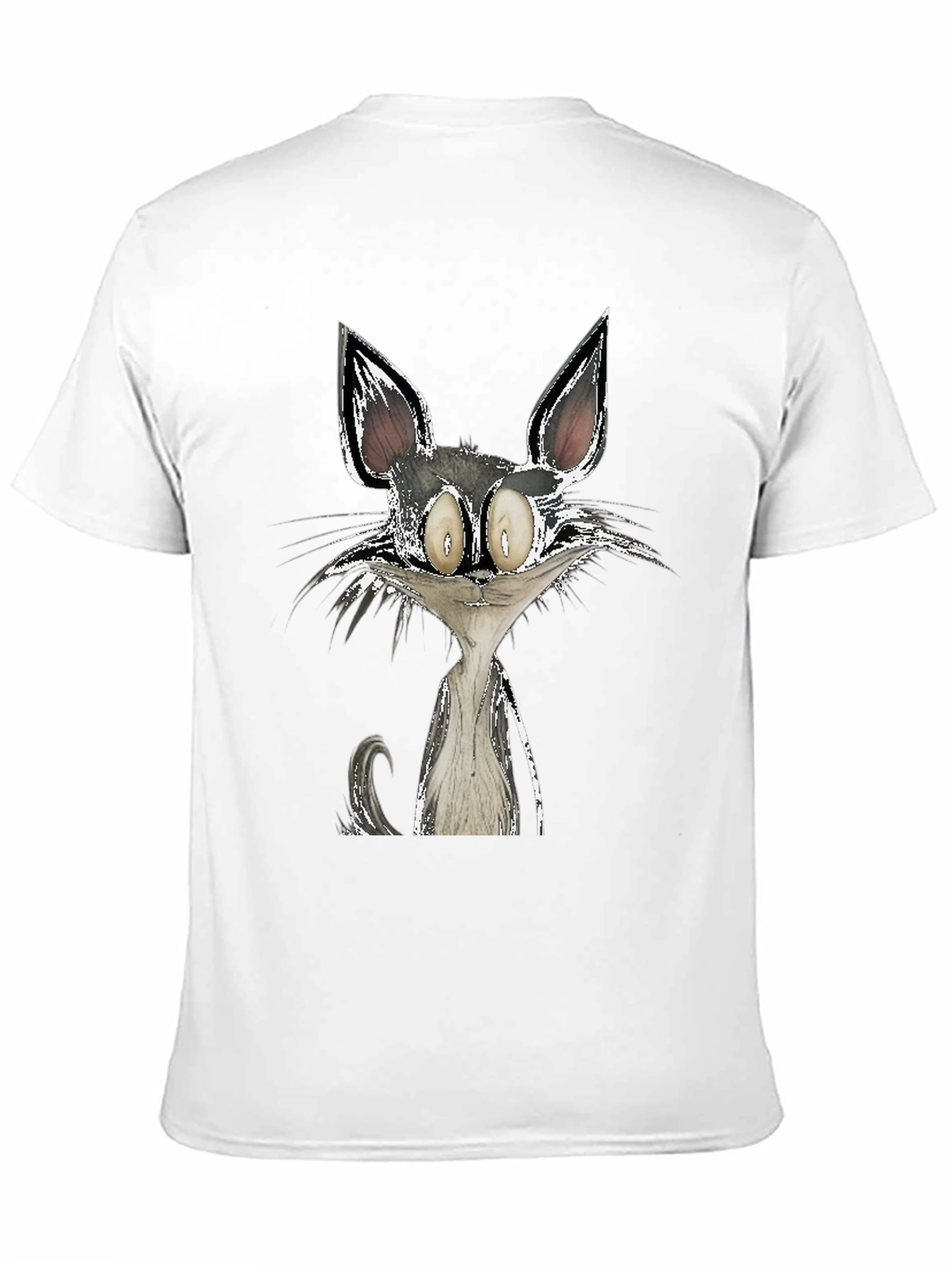 Cartoon Cat Graphic Black T-Shirt