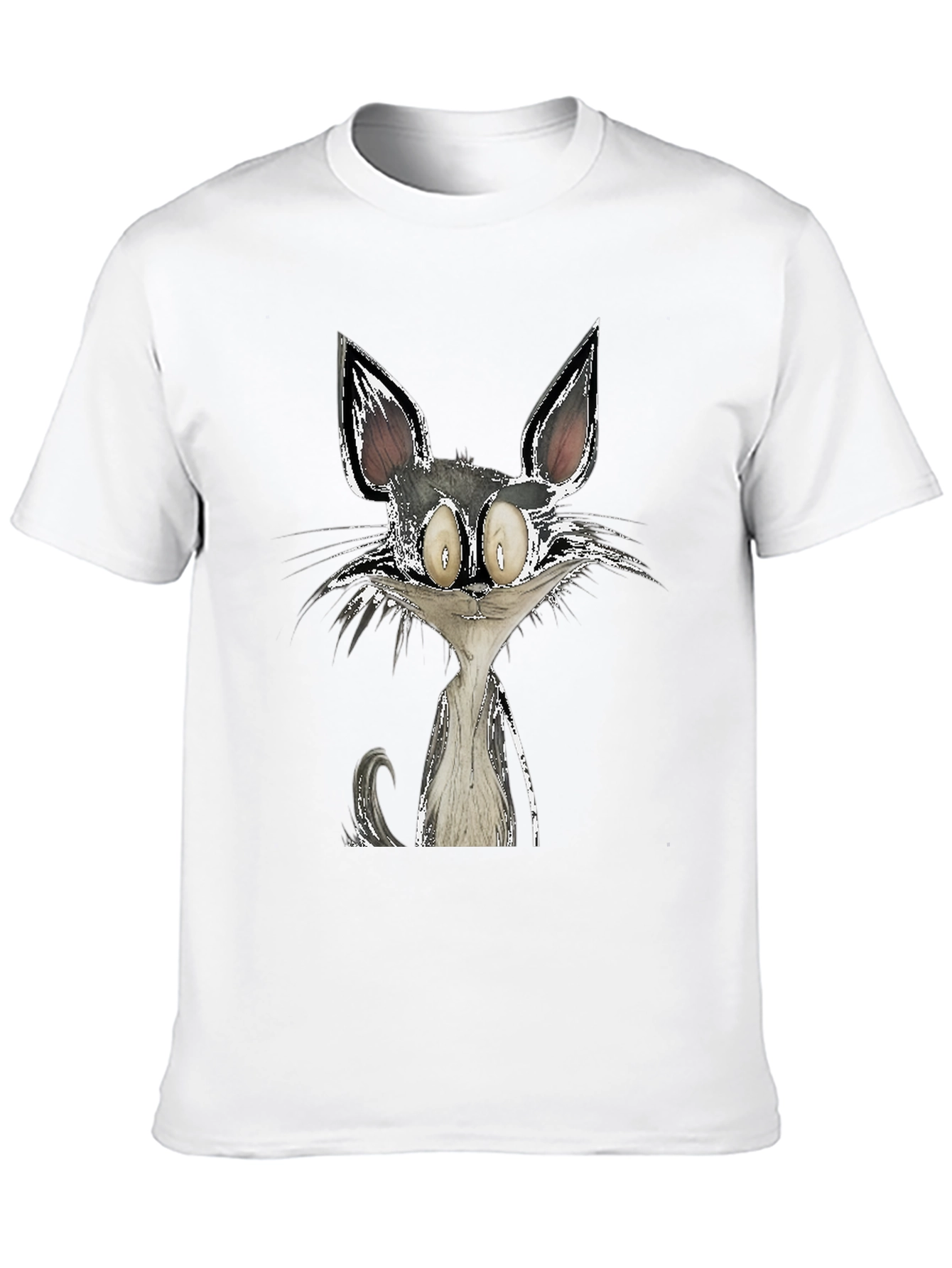 Cartoon Cat Graphic Black T-Shirt