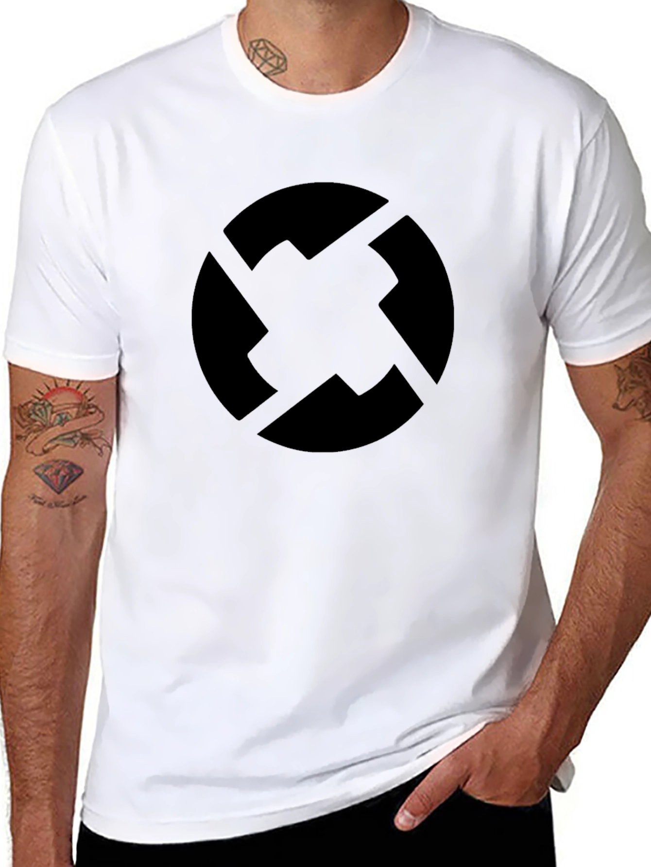 Black T-Shirt with Geometric Circle Design