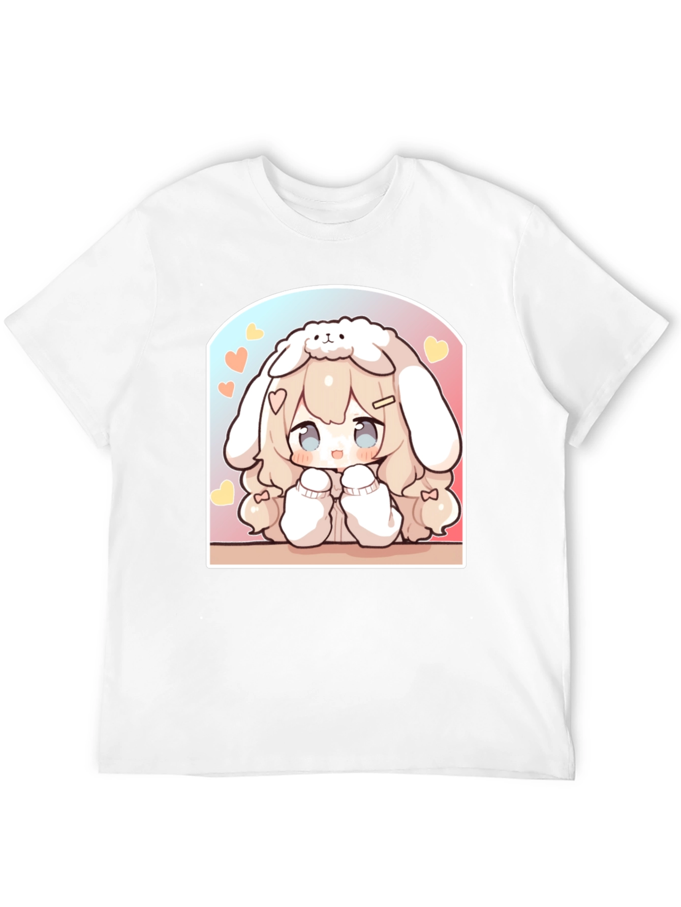 Kawaii Anime Bunny Girl Black T-Shirt
