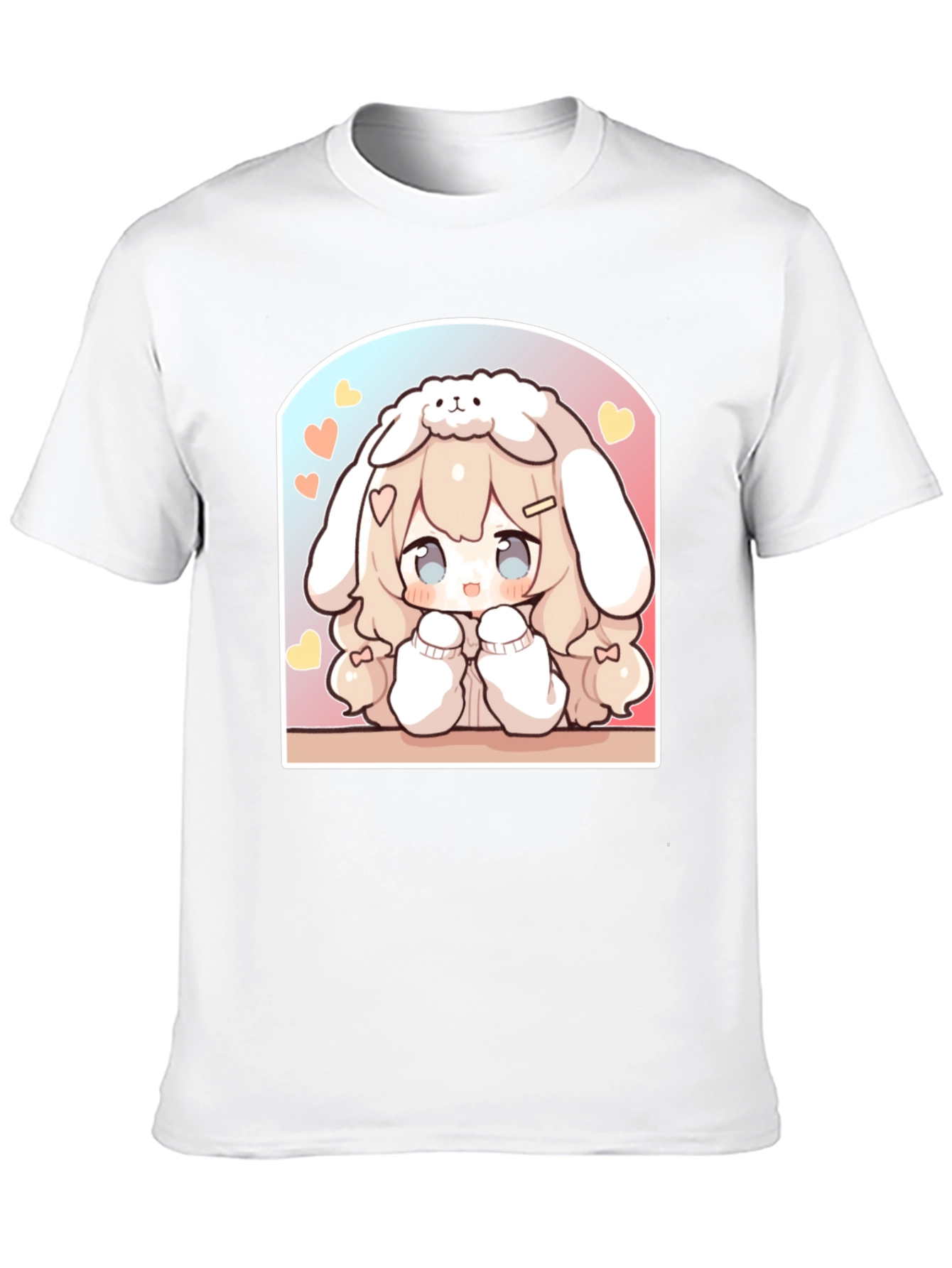 Kawaii Anime Bunny Girl Black T-Shirt