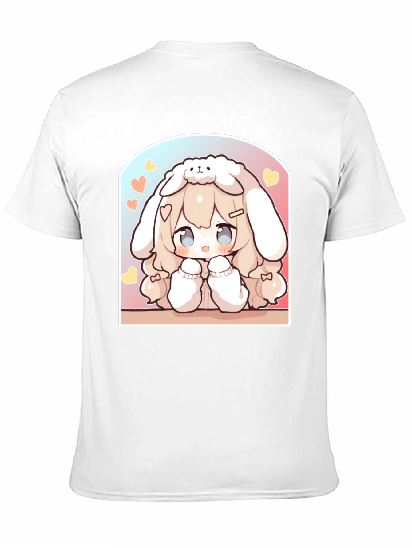 Kawaii Anime Bunny Girl Black T-Shirt