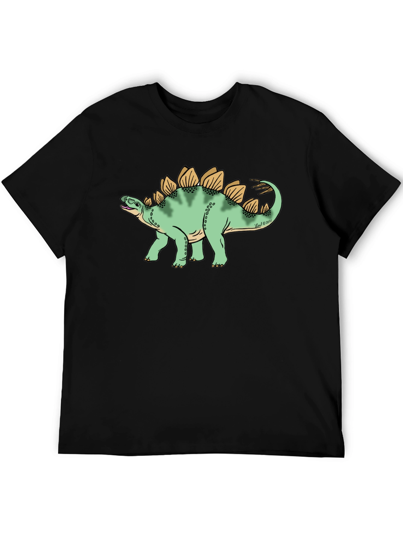 Dinosaur Graphic Tee - Black Cotton T-Shirt