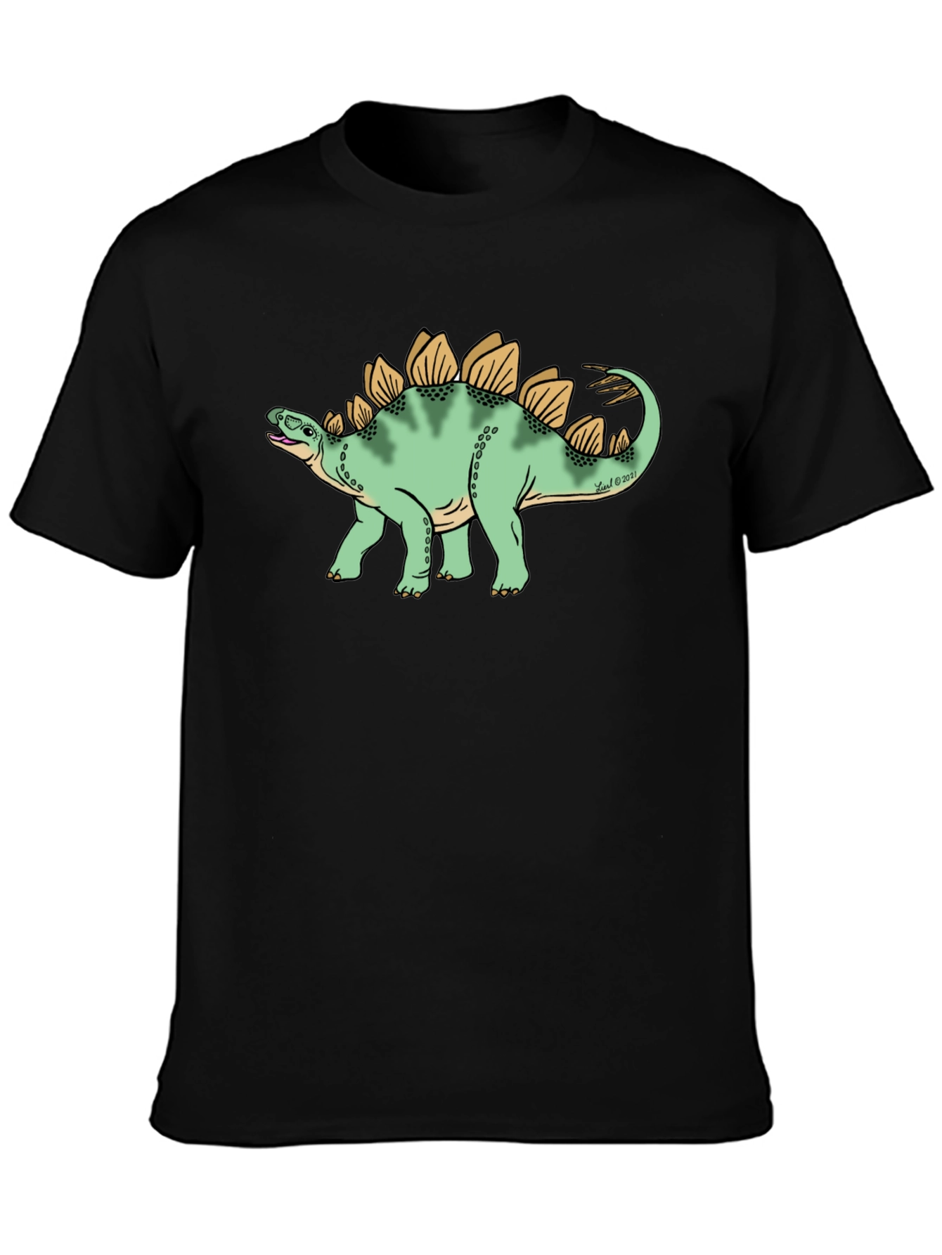 Dinosaur Graphic Tee - Black Cotton T-Shirt