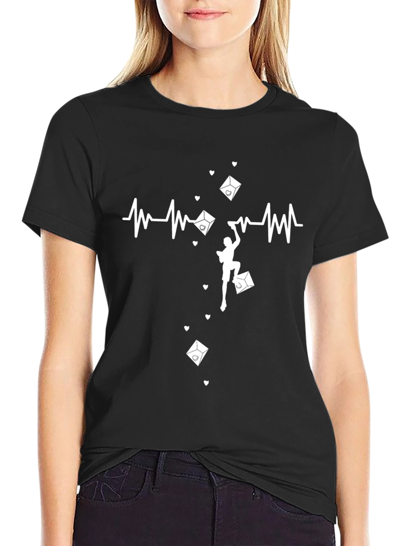 Rock Climbing Heartbeat T-Shirt - Passionate Climber Design