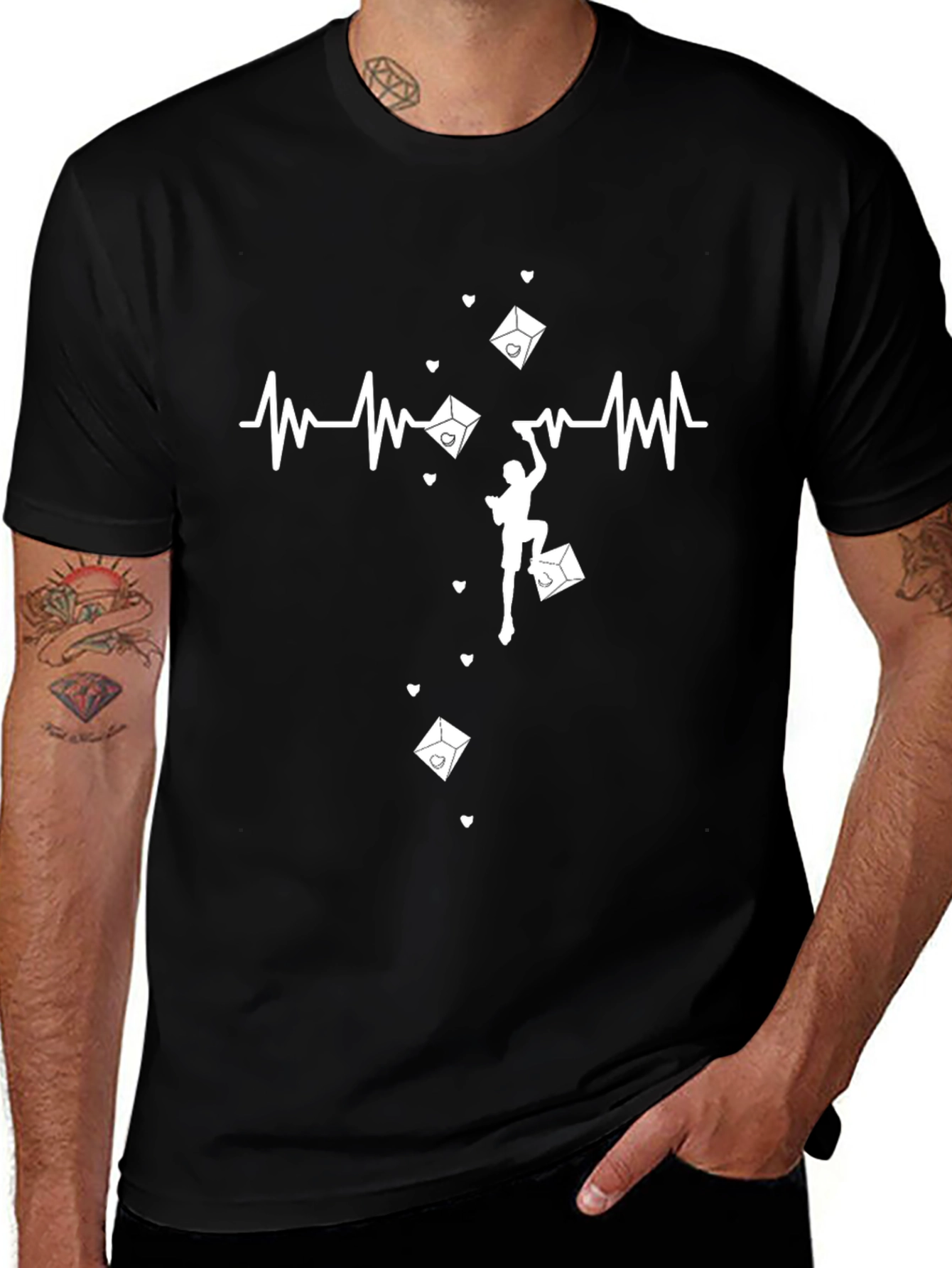 Rock Climbing Heartbeat T-Shirt - Passionate Climber Design