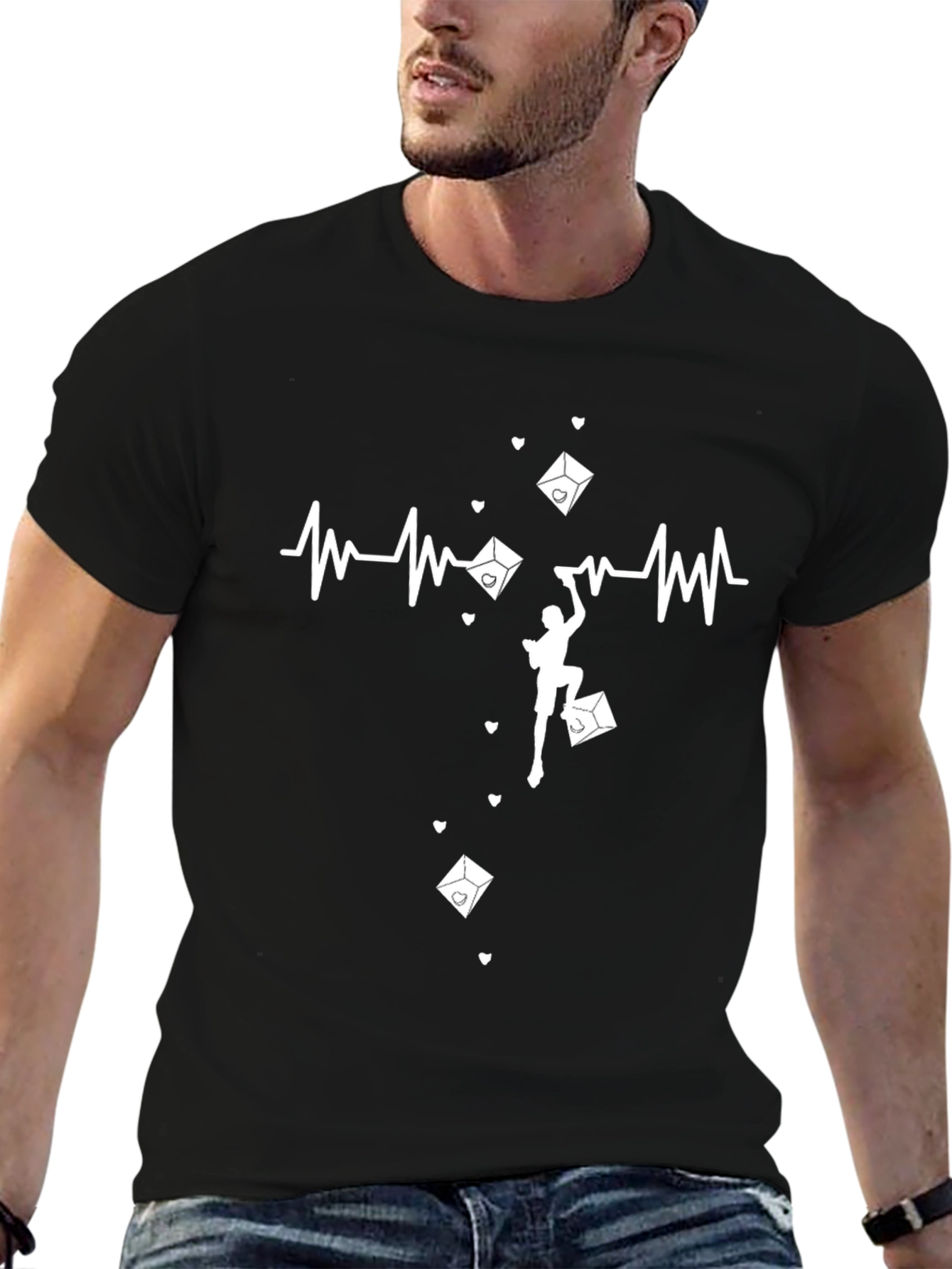 Rock Climbing Heartbeat T-Shirt - Passionate Climber Design