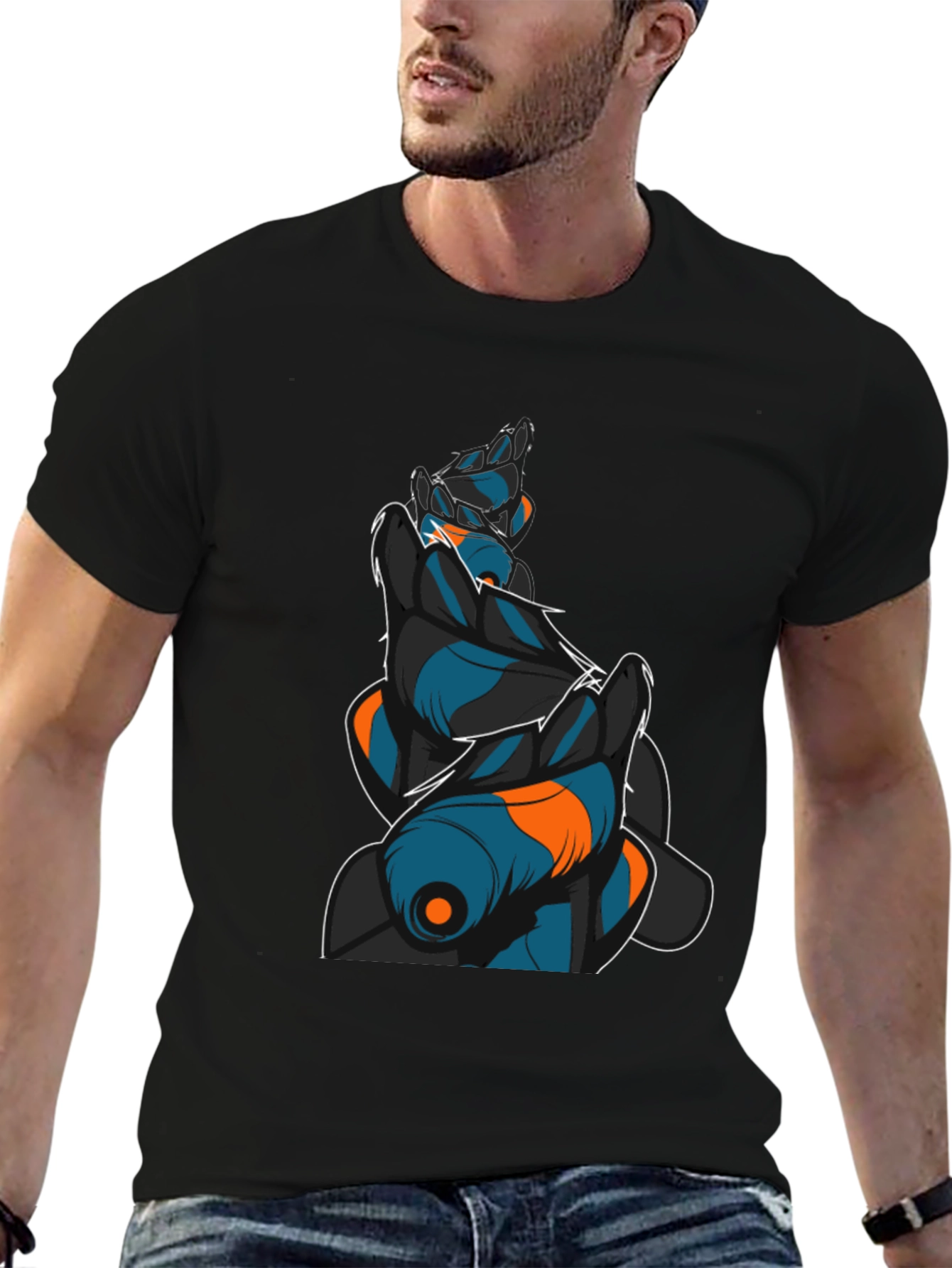 Abstract Graphic Print Black T-Shirt