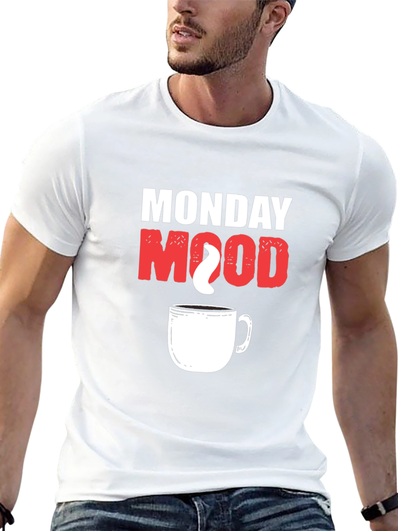 Monday Mood Coffee T-Shirt Black Cotton Graphic Tee