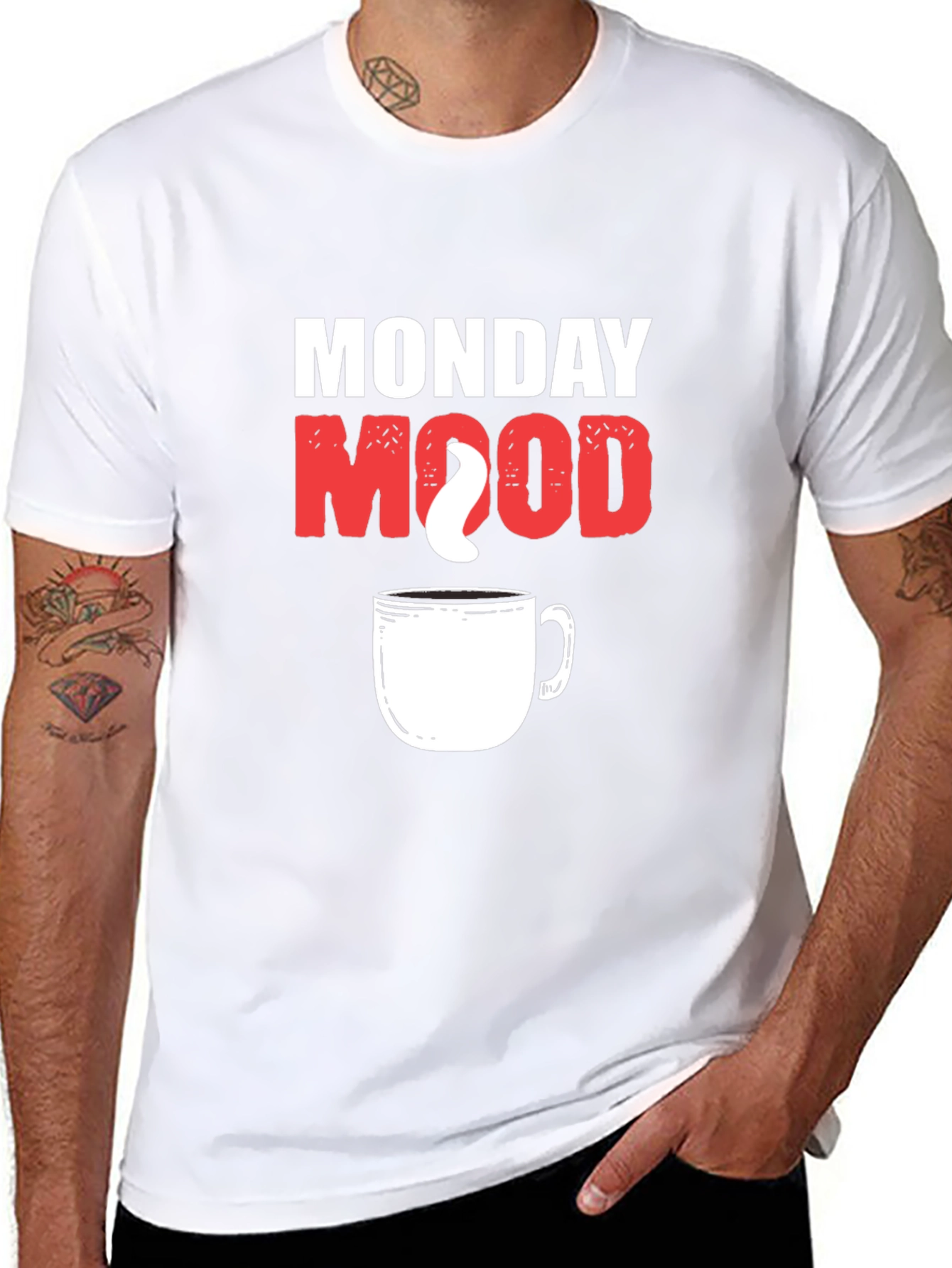 Monday Mood Coffee T-Shirt Black Cotton Graphic Tee