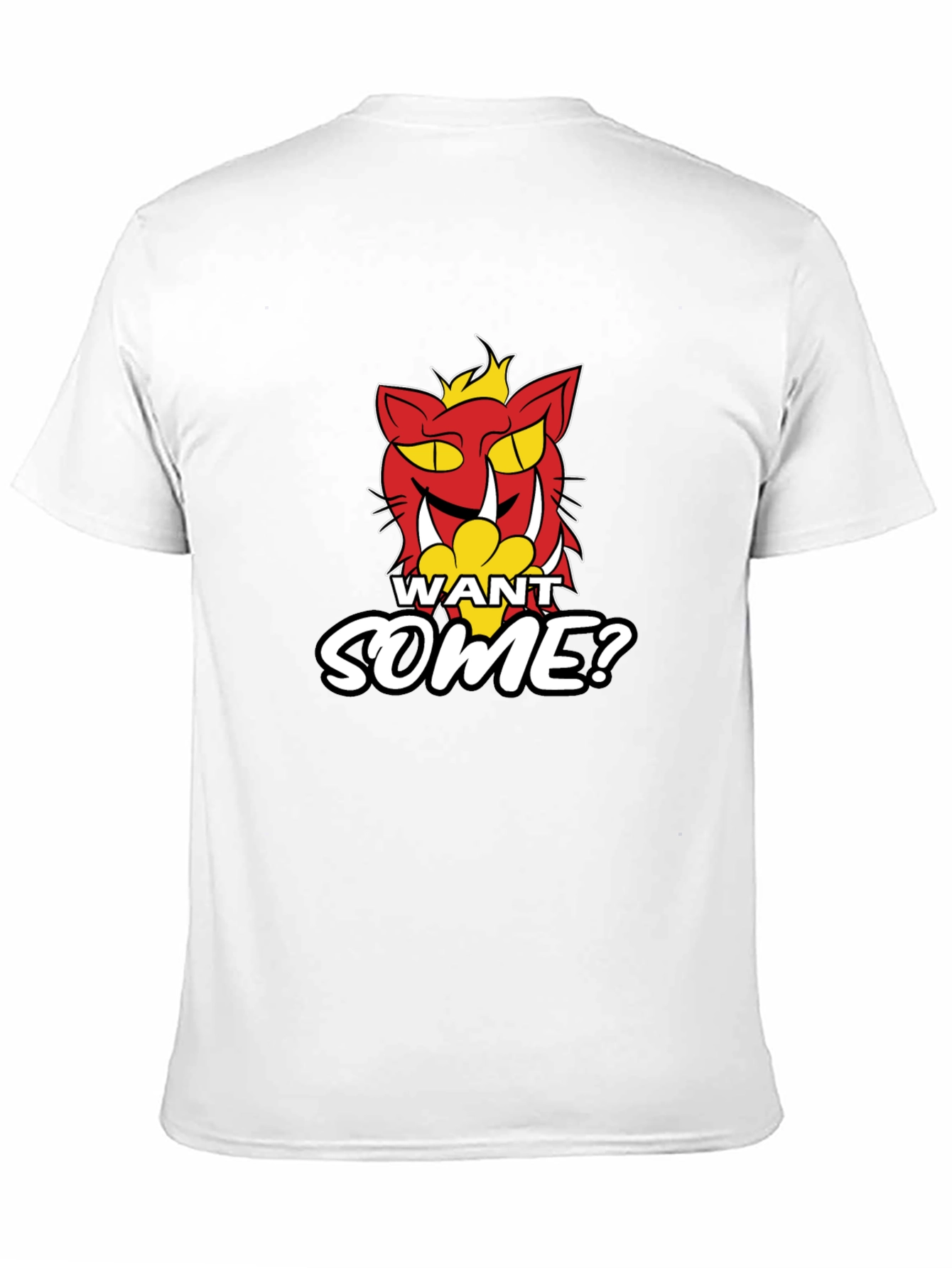 Want Some? Cartoon Cat Graphic Print Black T-Shirt