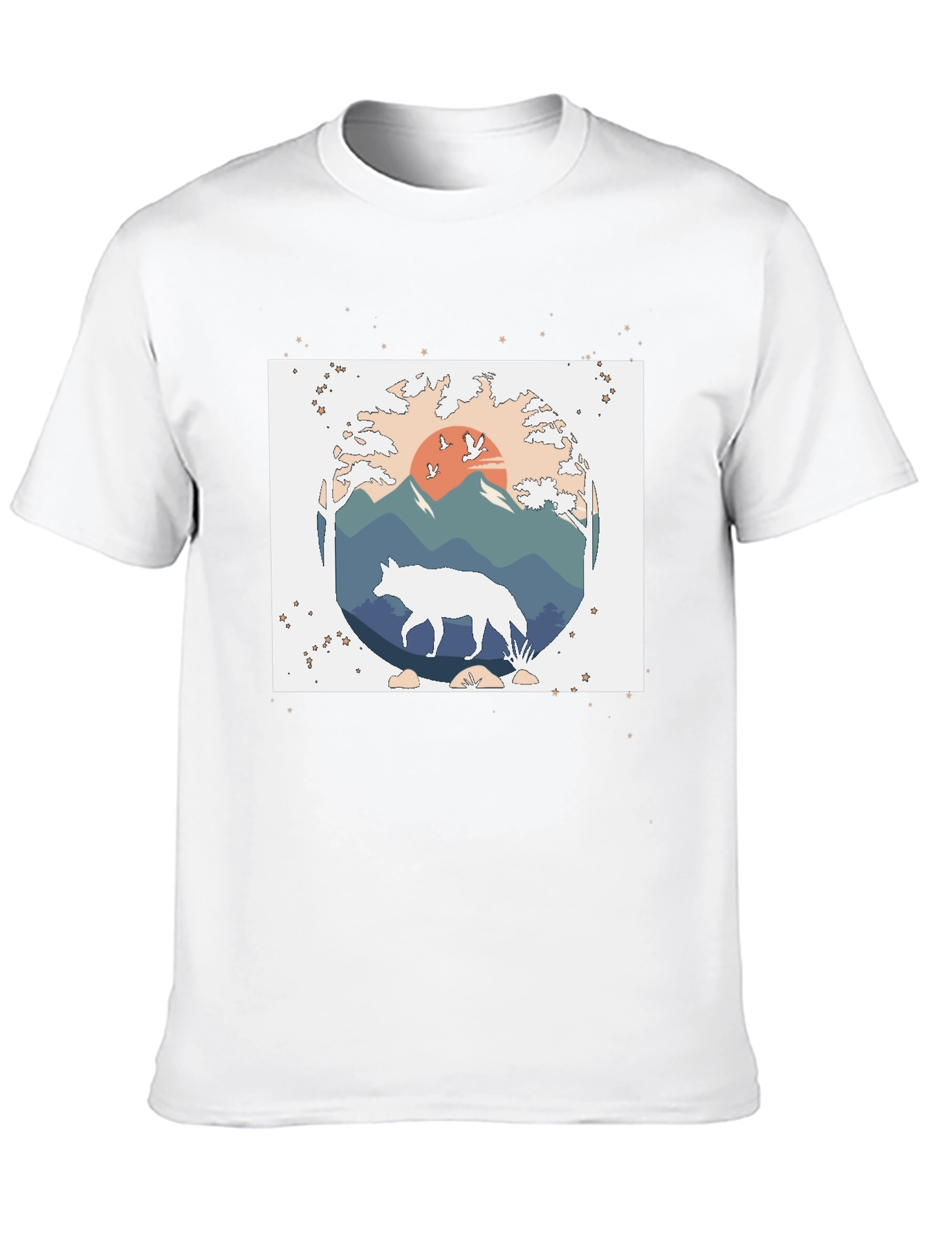 Nature Wolf Graphic Tee - Black Cotton Blend
