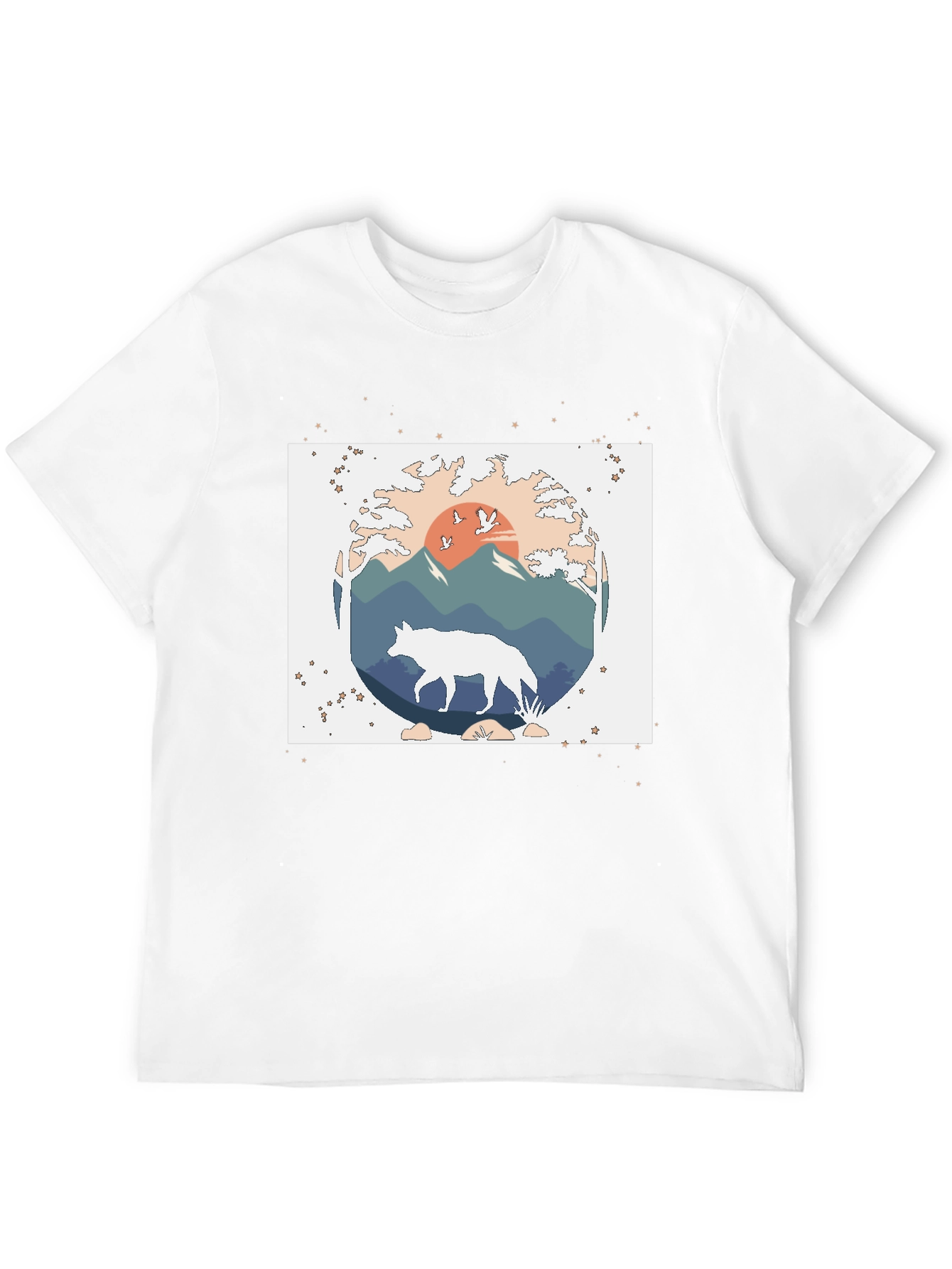 Nature Wolf Graphic Tee - Black Cotton Blend