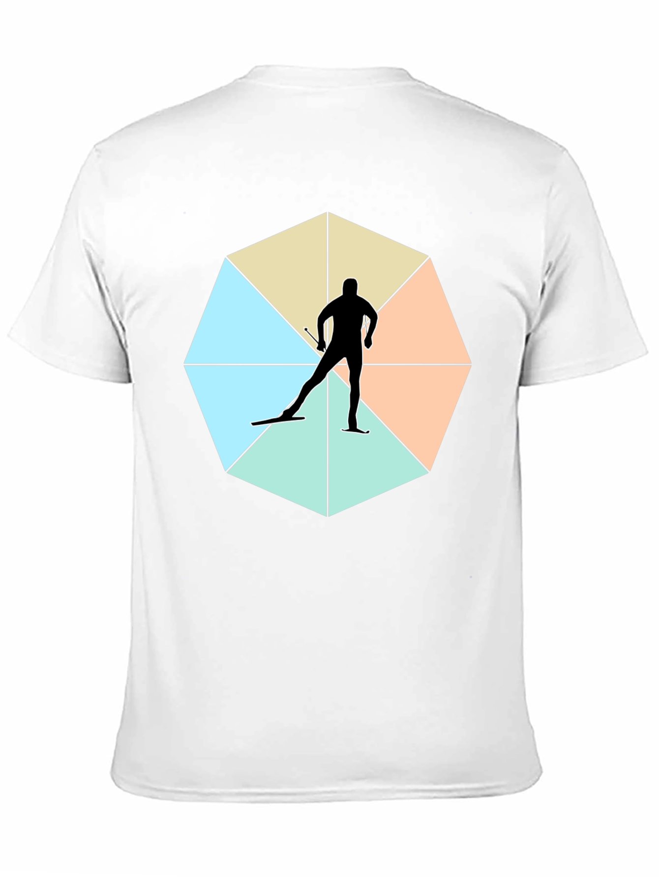 Geometric Skier Graphic Tee - Black Cotton