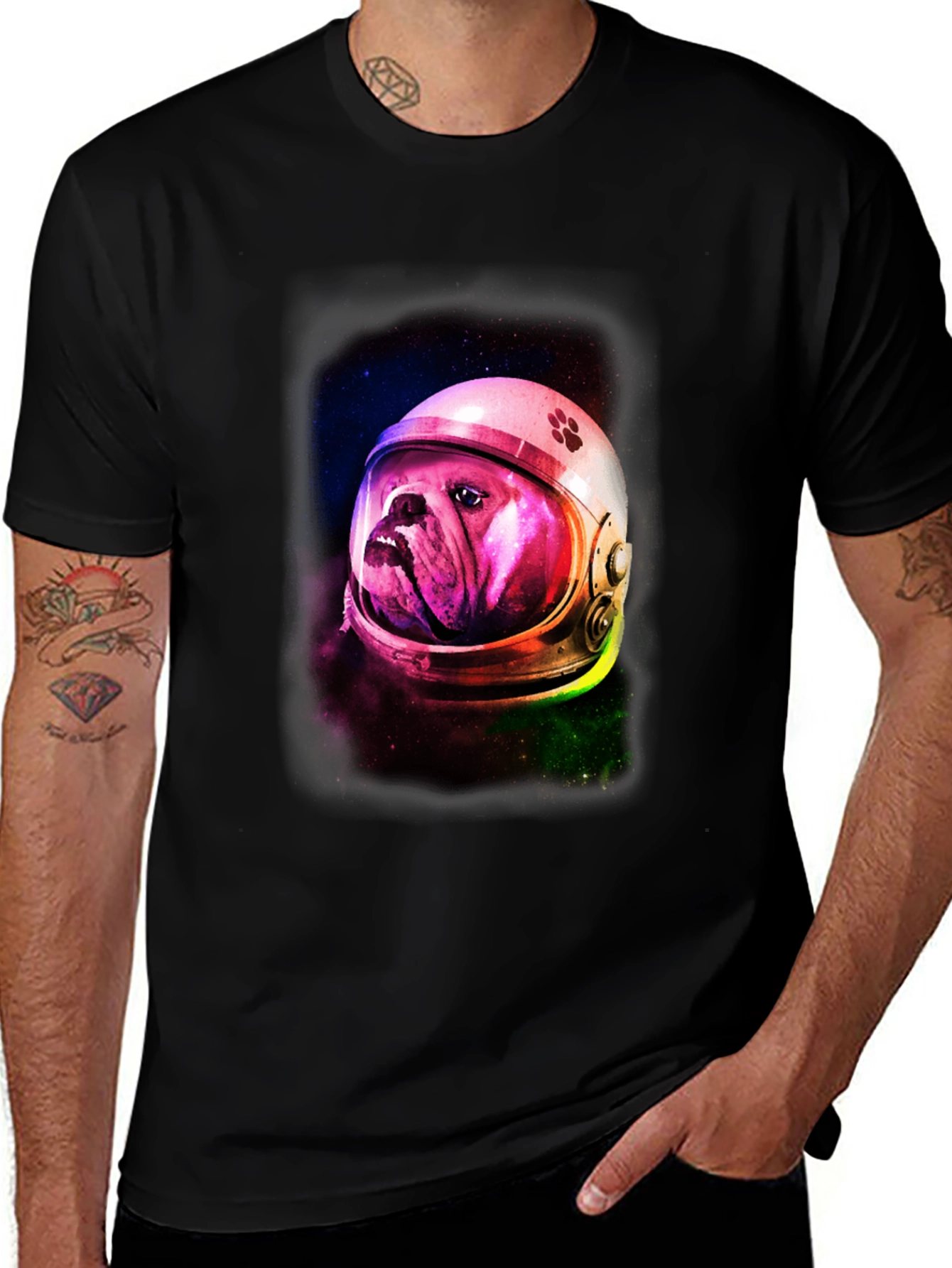 Bulldog Astronaut Graphic Tee - Black