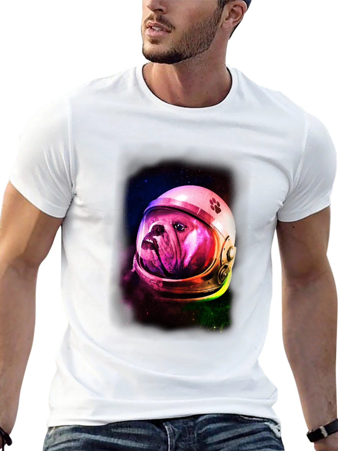 Bulldog Astronaut Graphic Tee - Black