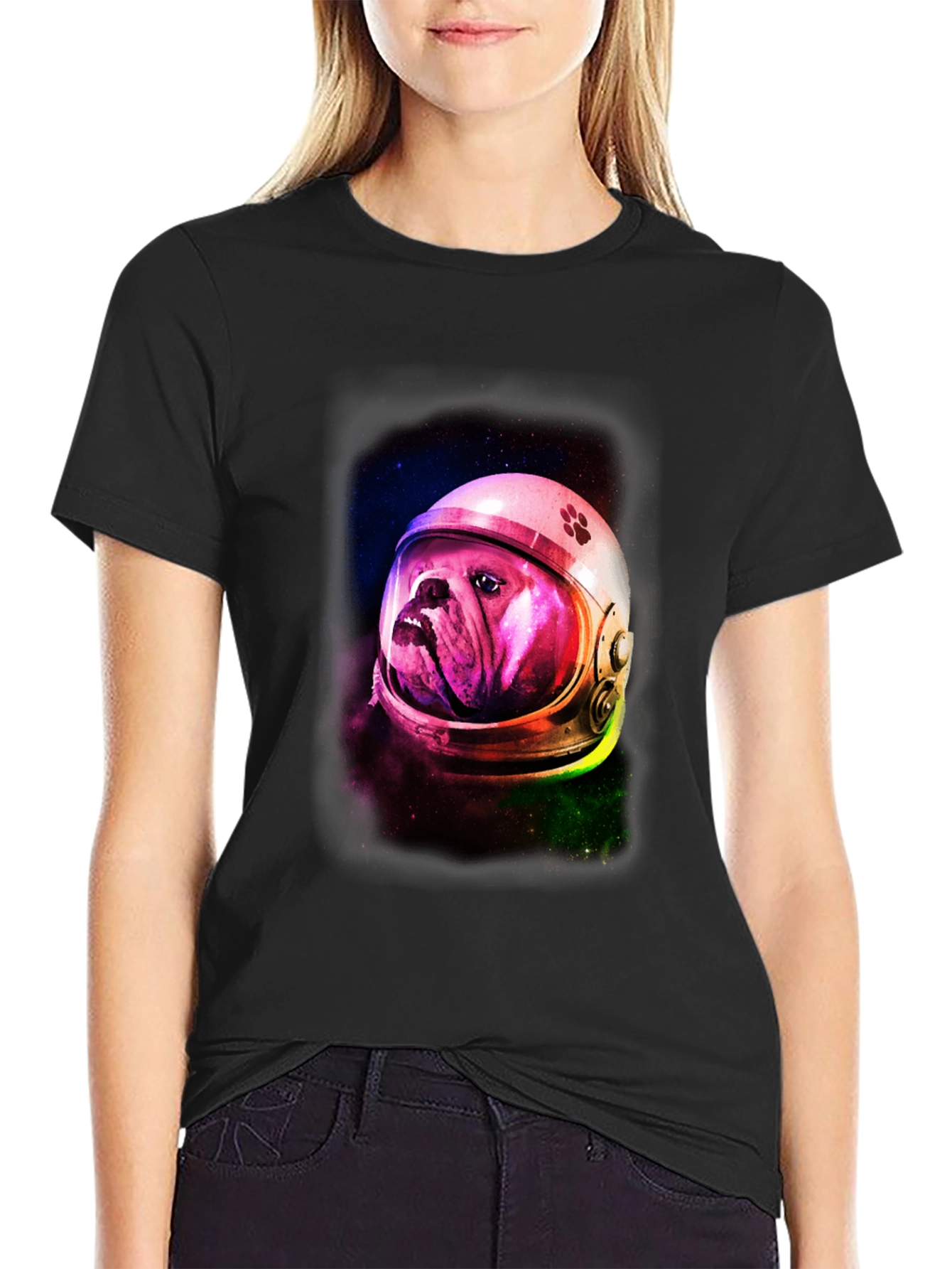 Bulldog Astronaut Graphic Tee - Black
