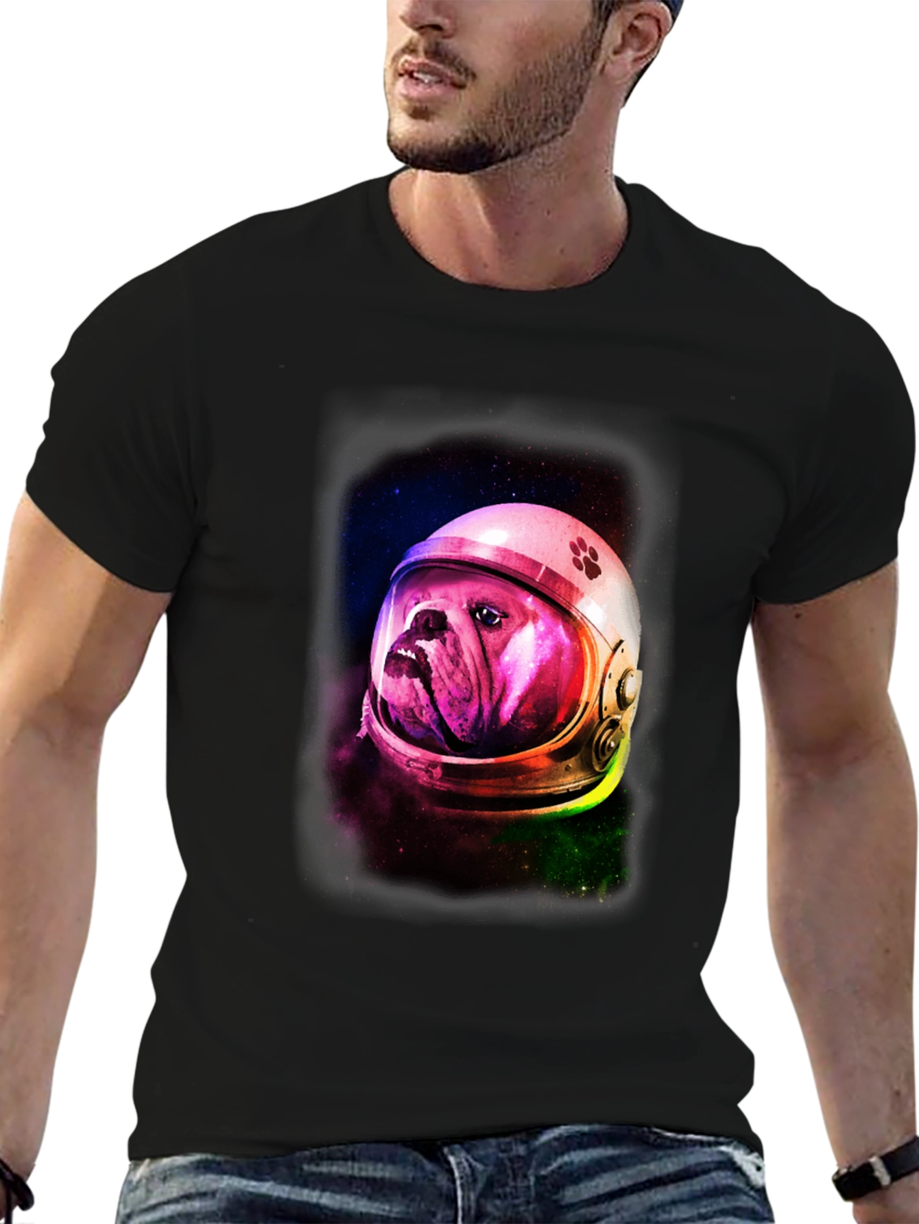 Bulldog Astronaut Graphic Tee - Black
