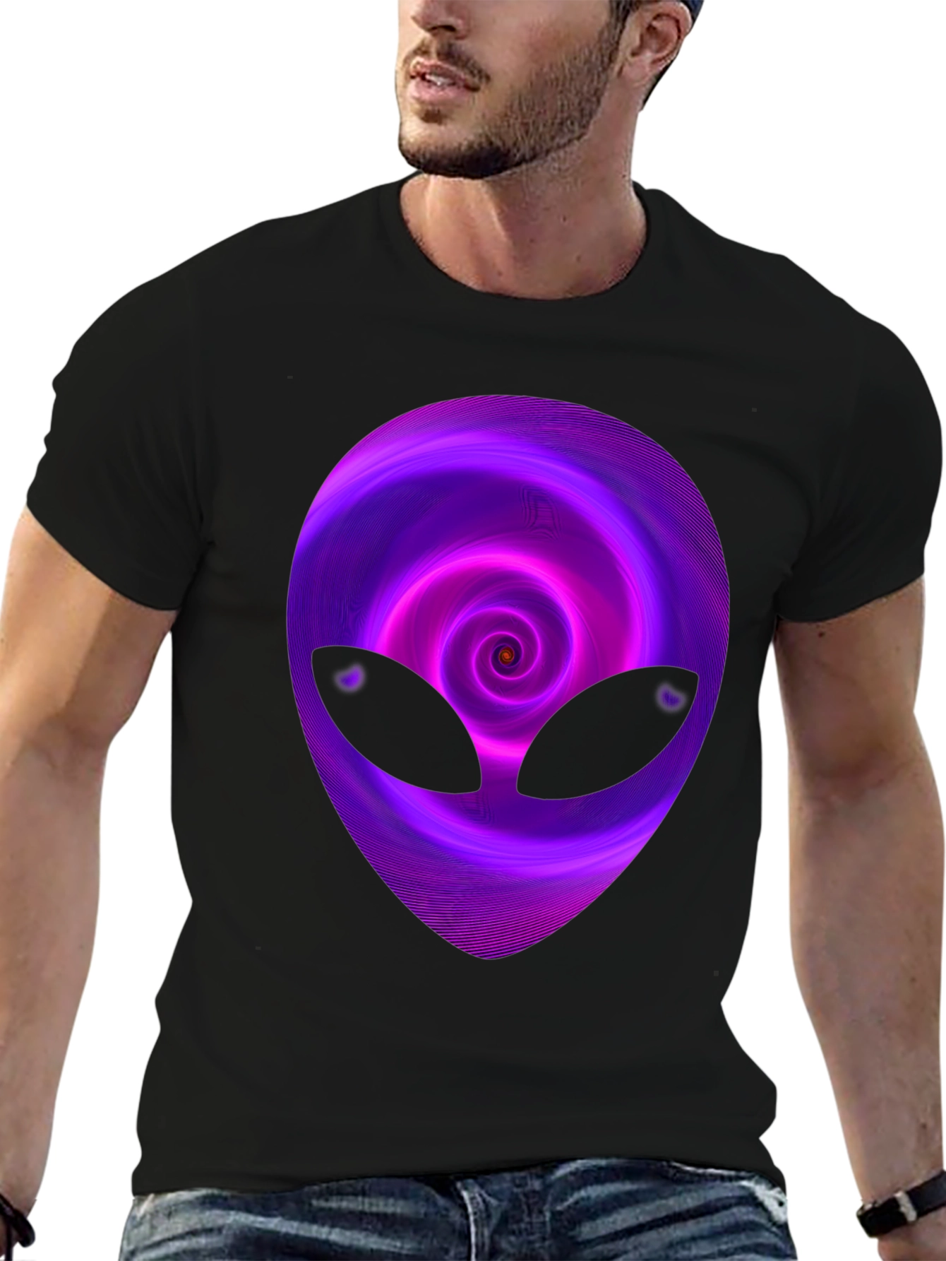 Alien Swirl Graphic T-Shirt - Mens Black Tee