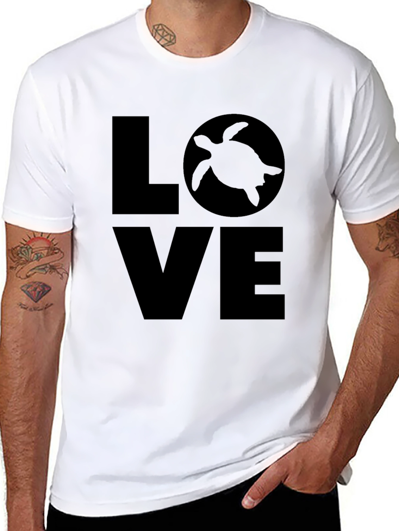 Love Turtle Black Graphic T-Shirt