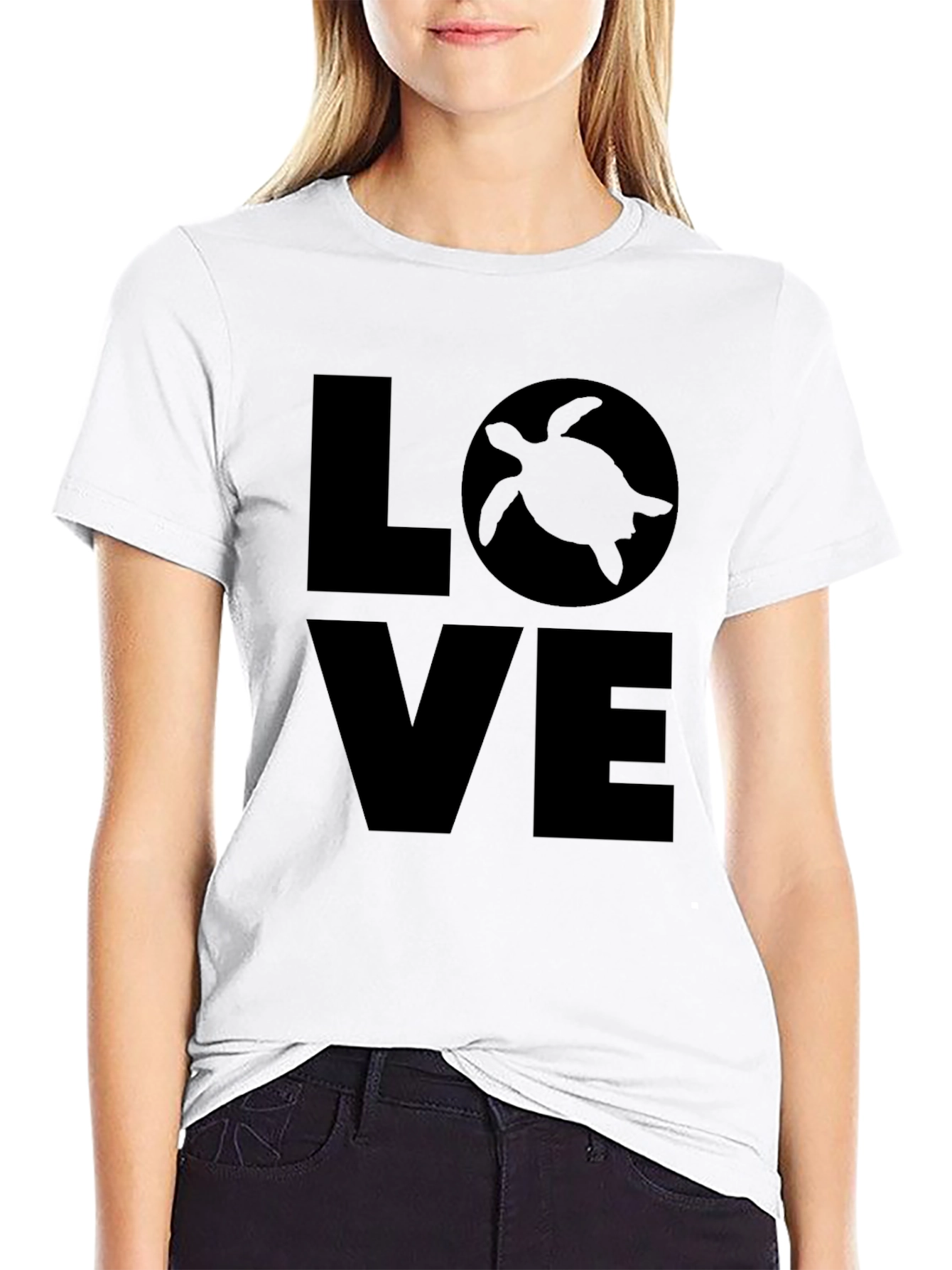 Love Turtle Black Graphic T-Shirt