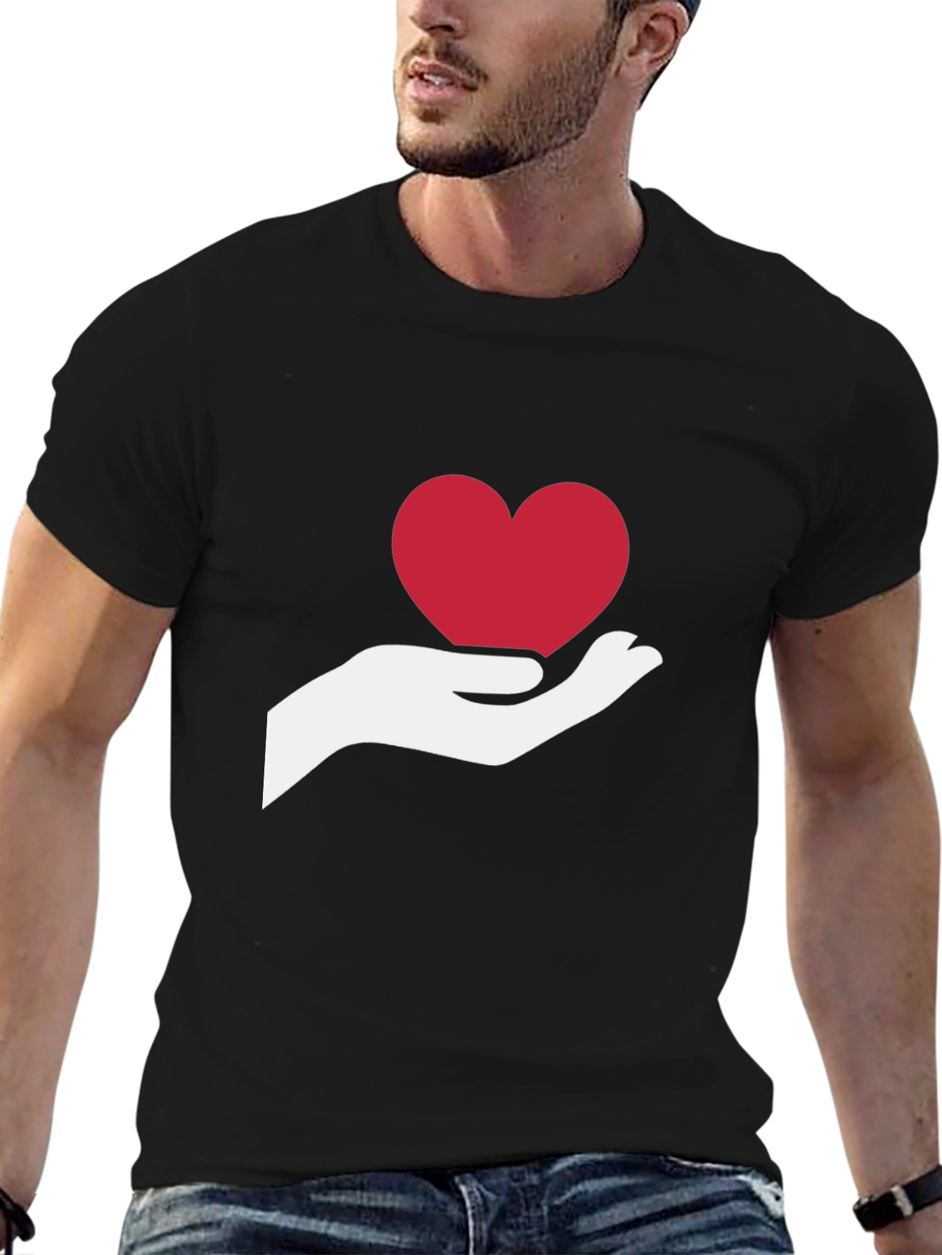 Heart in Hand Graphic Tee - Black