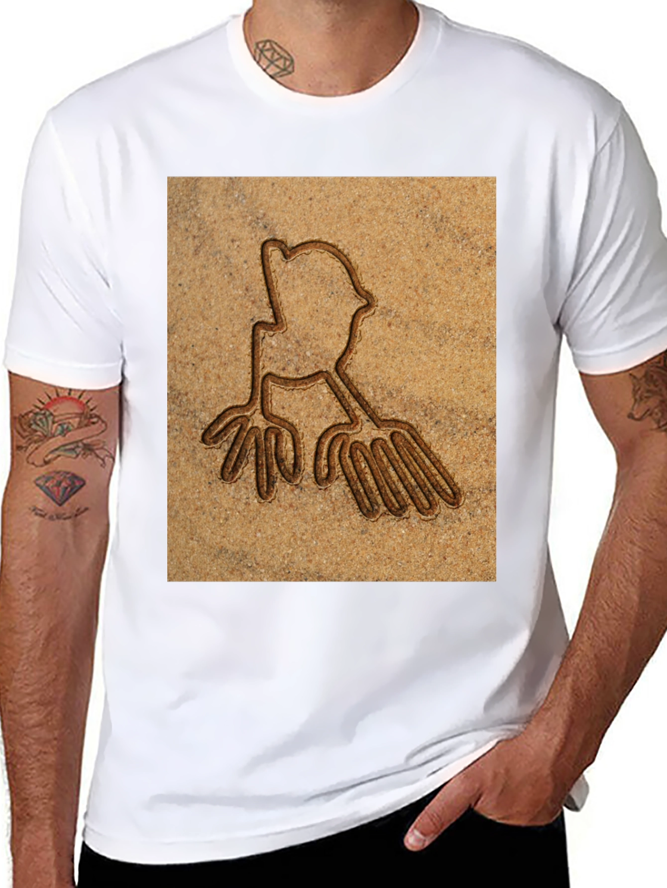 Unique Carved Design Tee - Casual Black T-Shirt