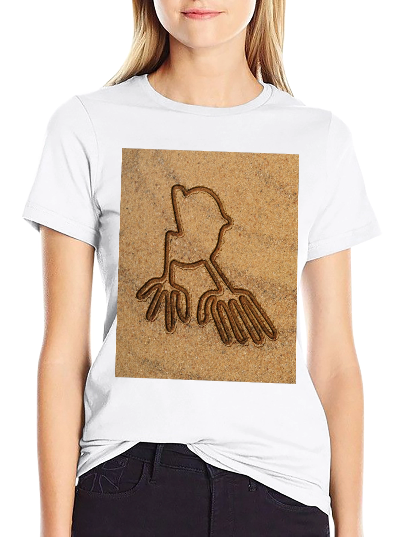 Unique Carved Design Tee - Casual Black T-Shirt