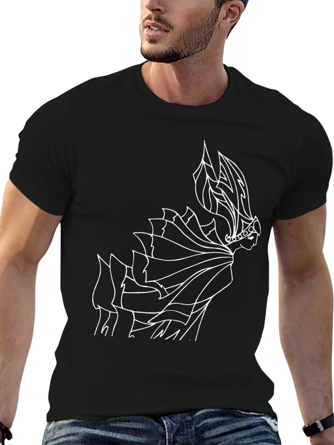 Black T-Shirt with Unique Graphic Design