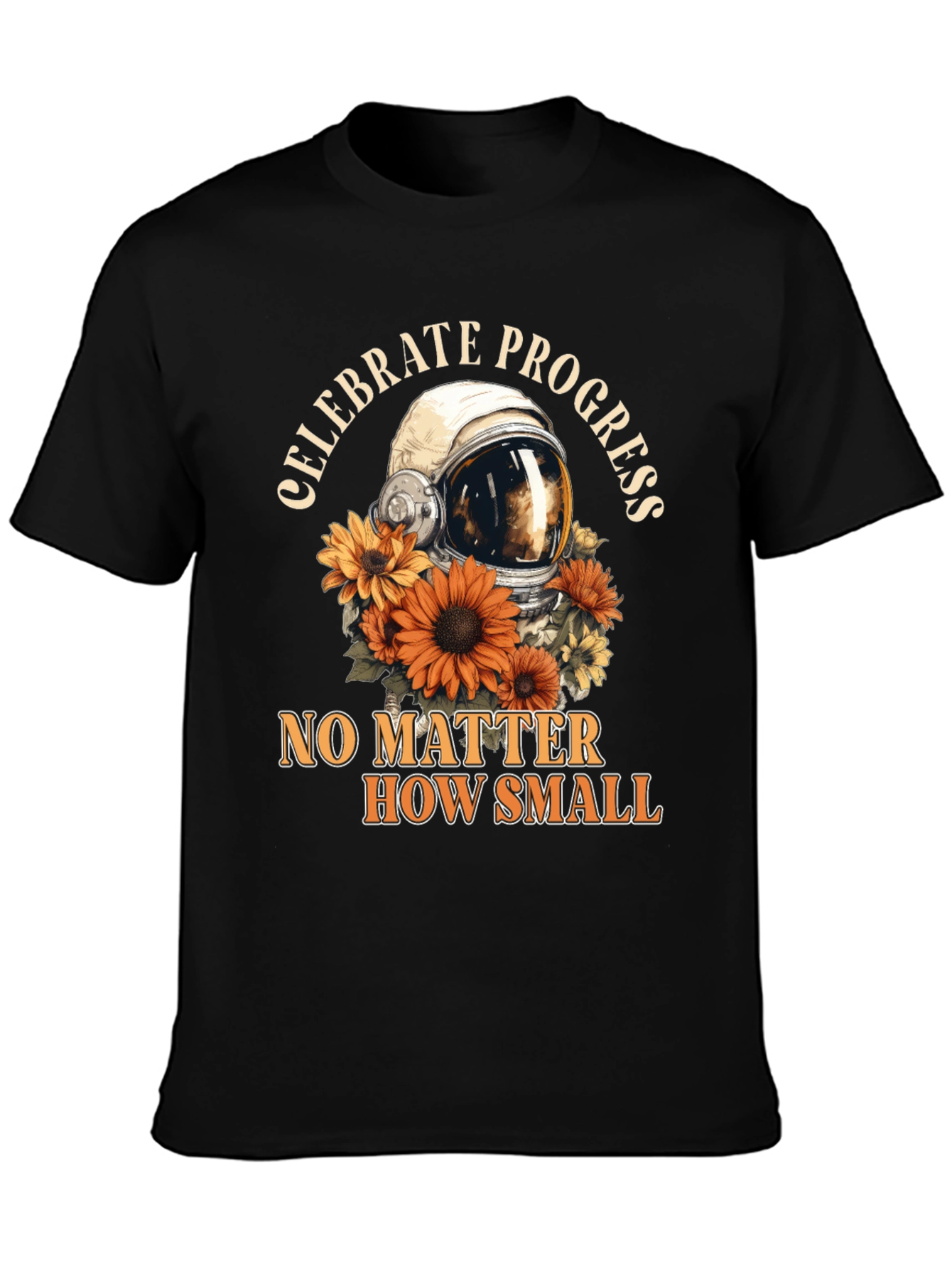 Celebrate Progress Tee with Astronaut Helmet & Sunflowers