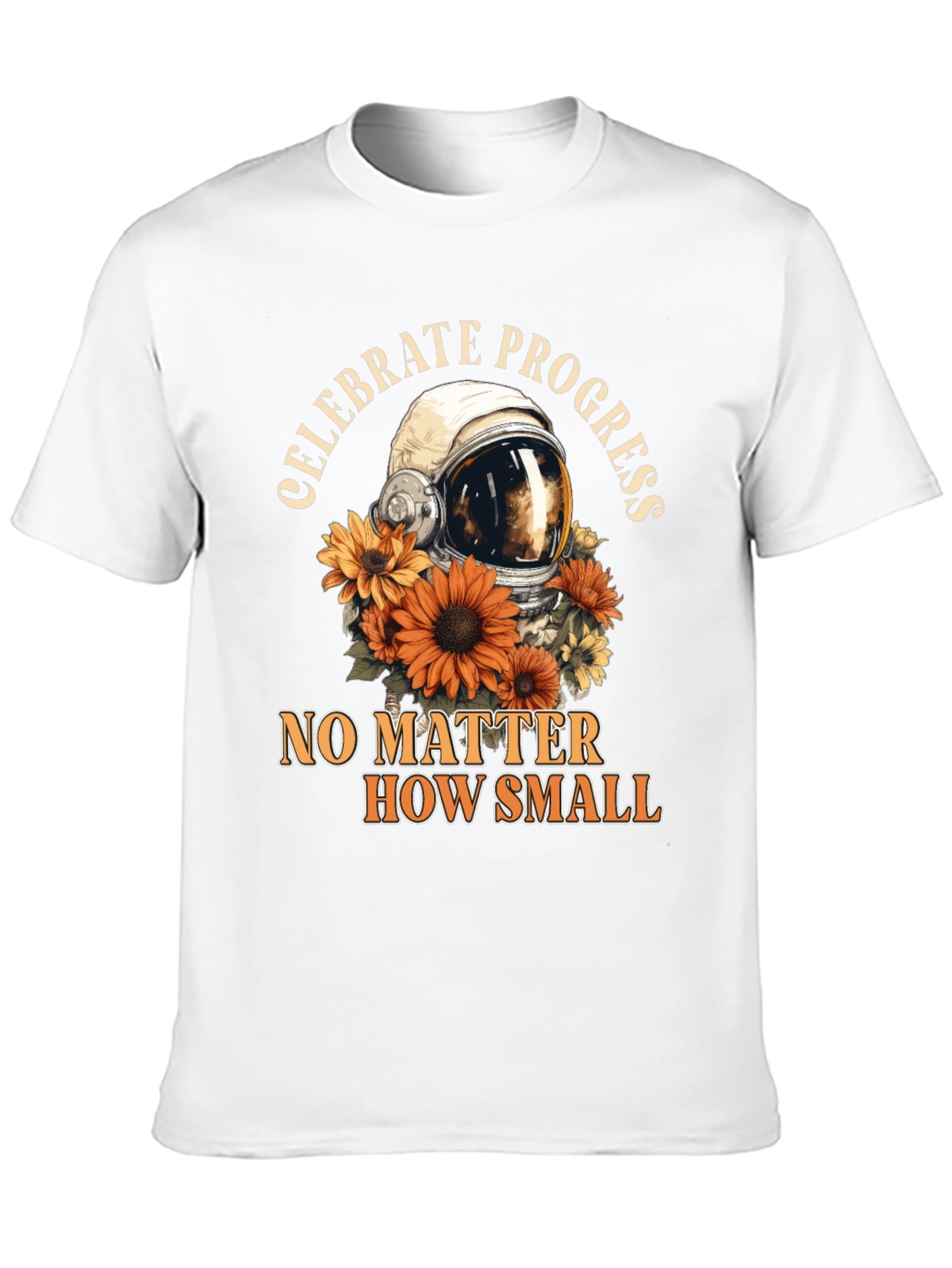 Celebrate Progress Tee with Astronaut Helmet & Sunflowers