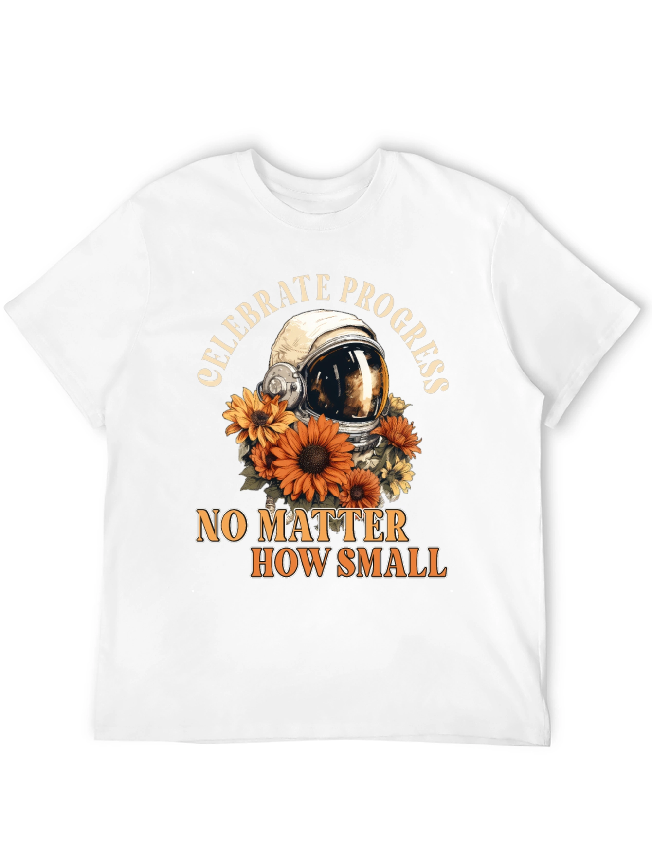 Celebrate Progress Tee with Astronaut Helmet & Sunflowers