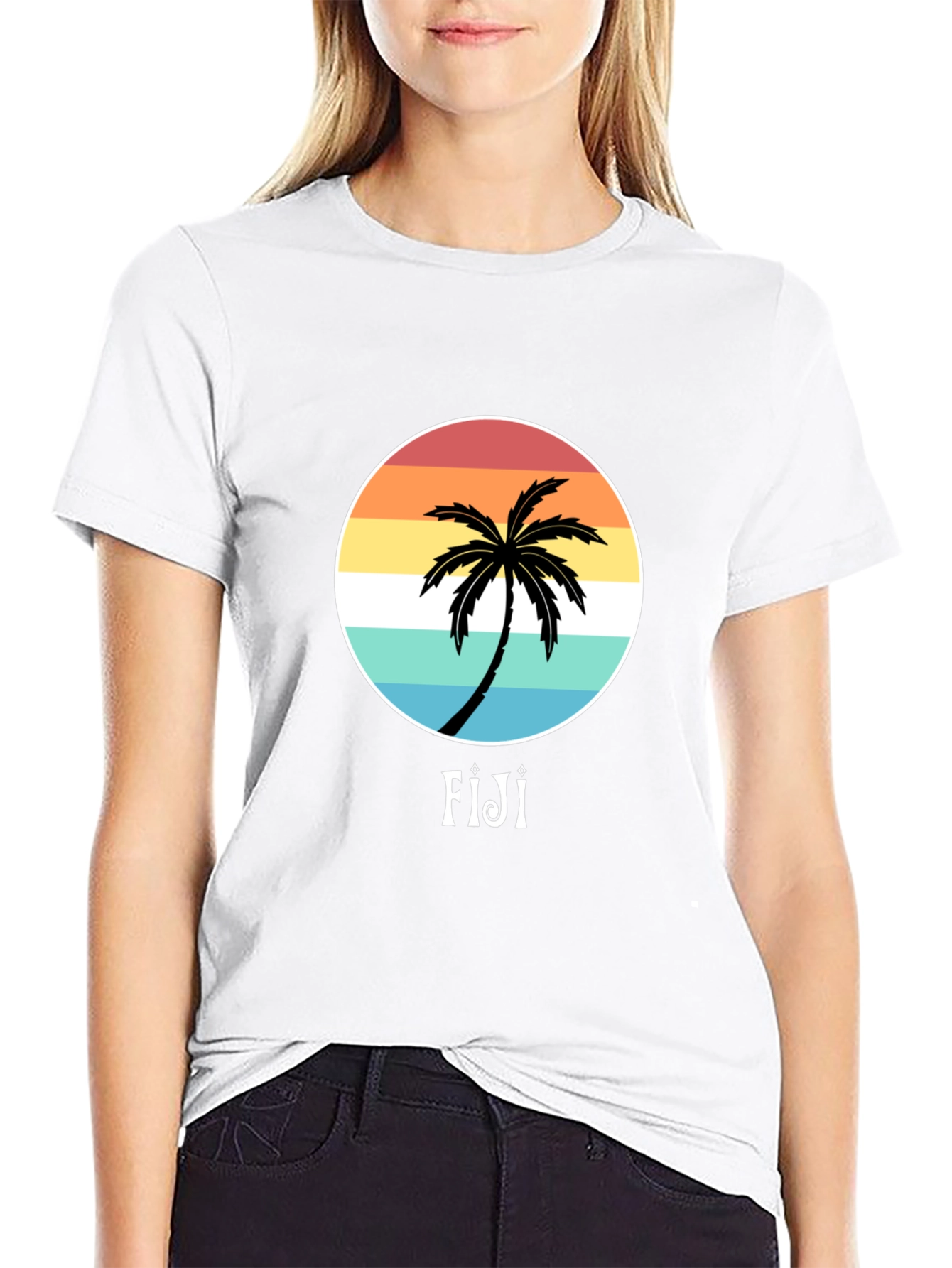 Fiji Palm Tree Sunset Graphic Tee