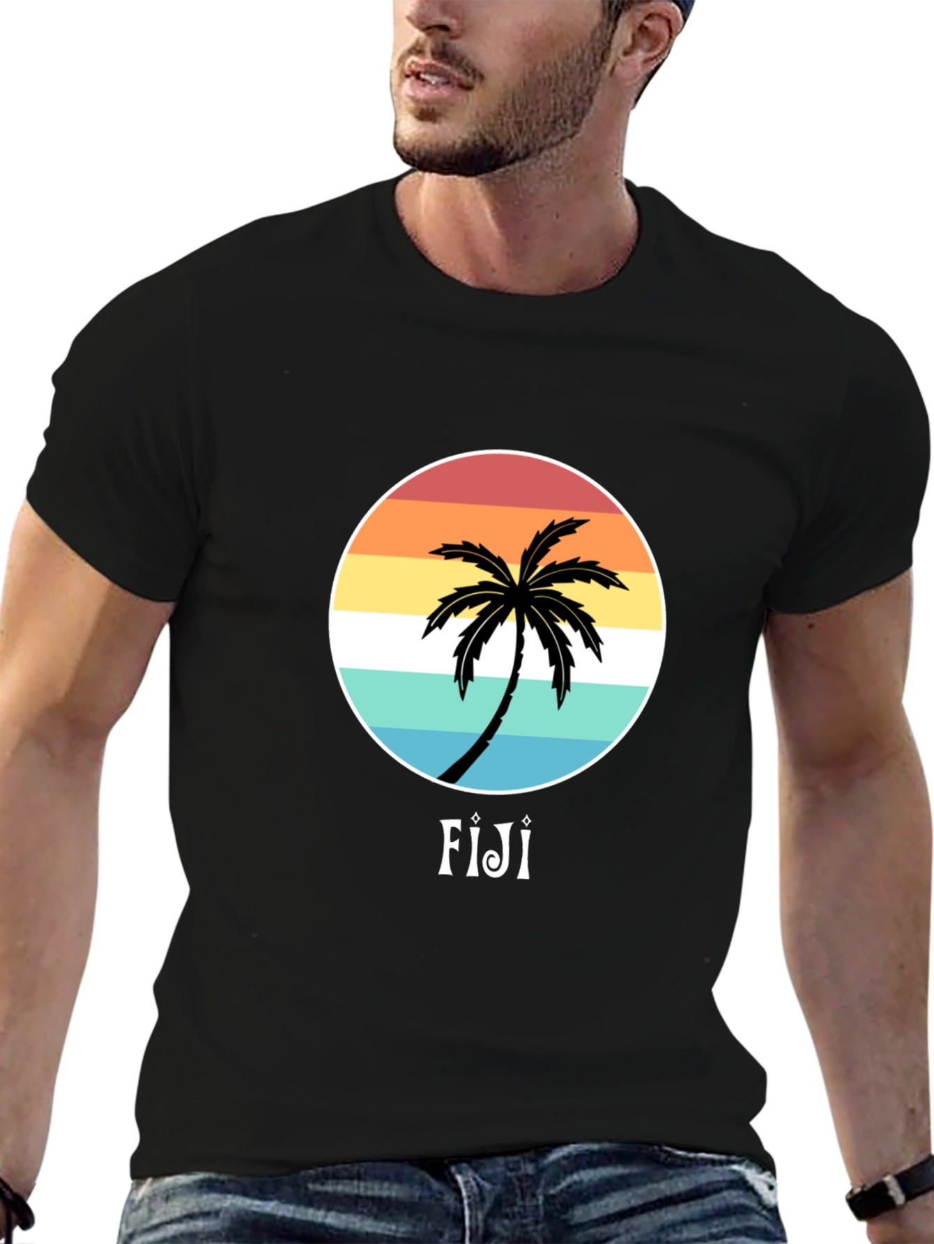 Fiji Palm Tree Sunset Graphic Tee