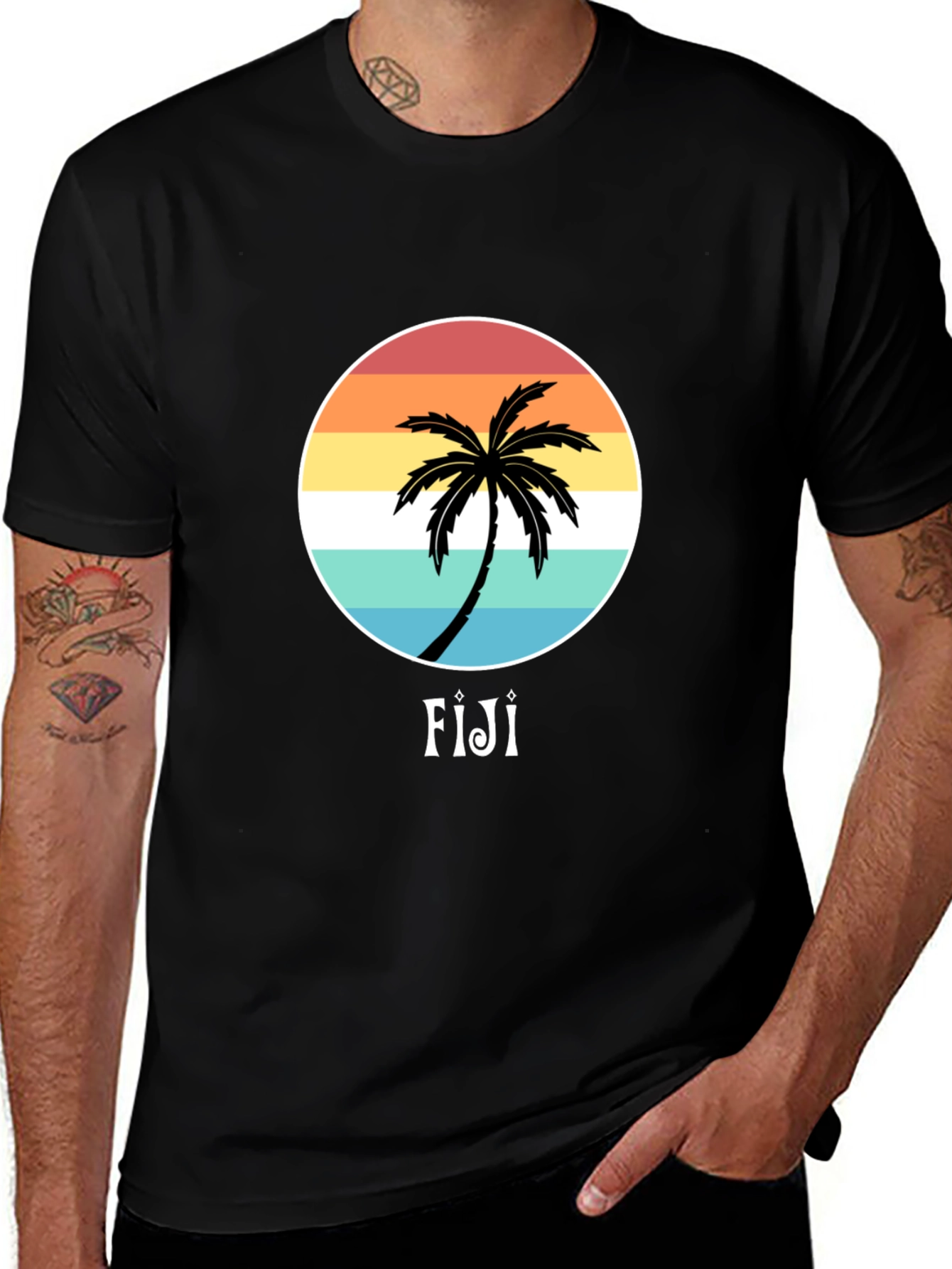 Fiji Palm Tree Sunset Graphic Tee