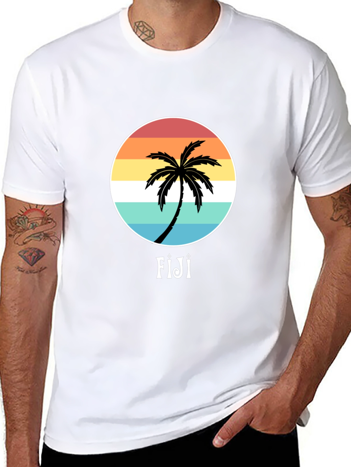 Fiji Palm Tree Sunset Graphic Tee