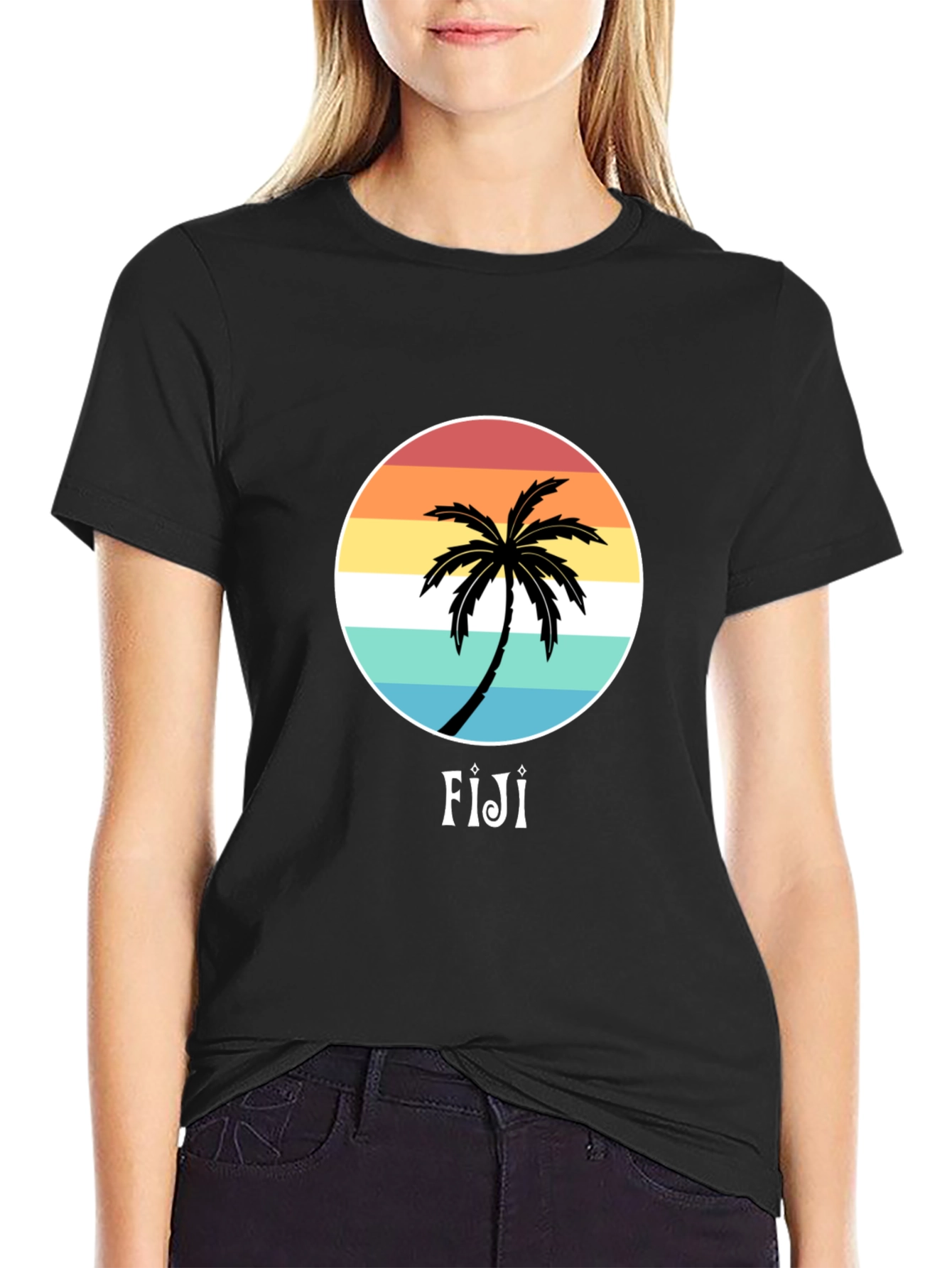 Fiji Palm Tree Sunset Graphic Tee