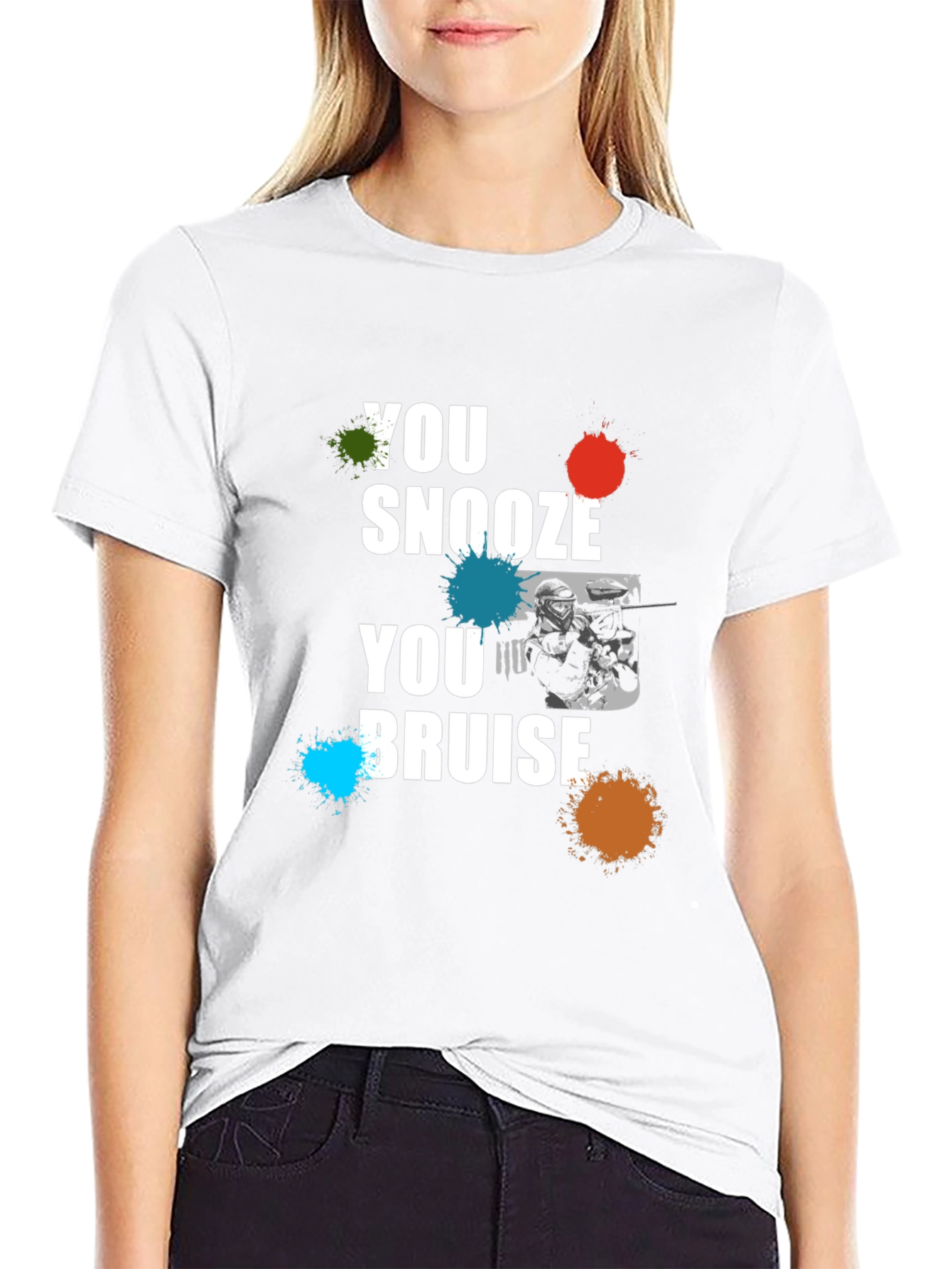 You Snooze You Bruise Graphic Print Black T-Shirt