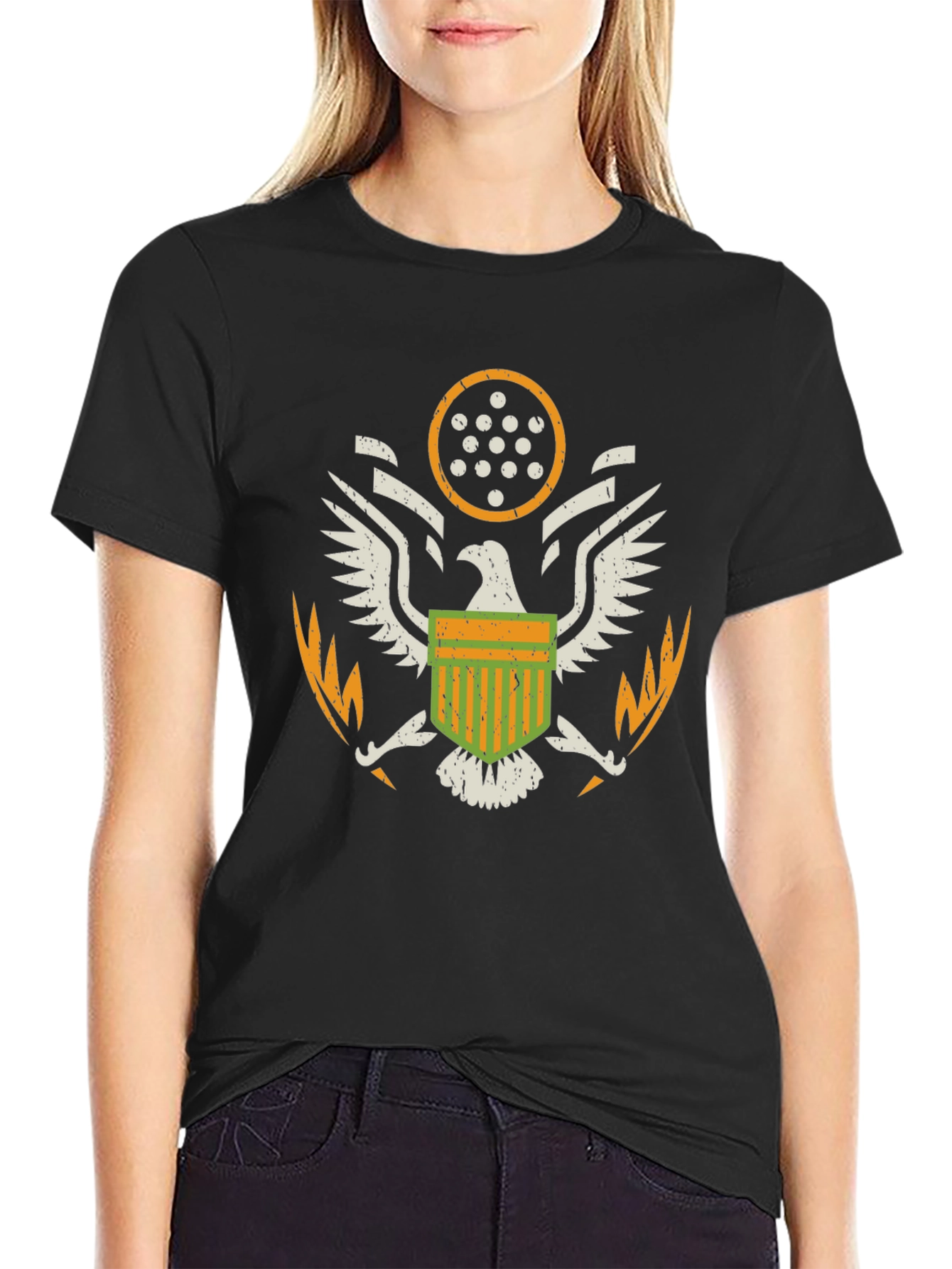 American Eagle Crest Graphic T-Shirt - Black