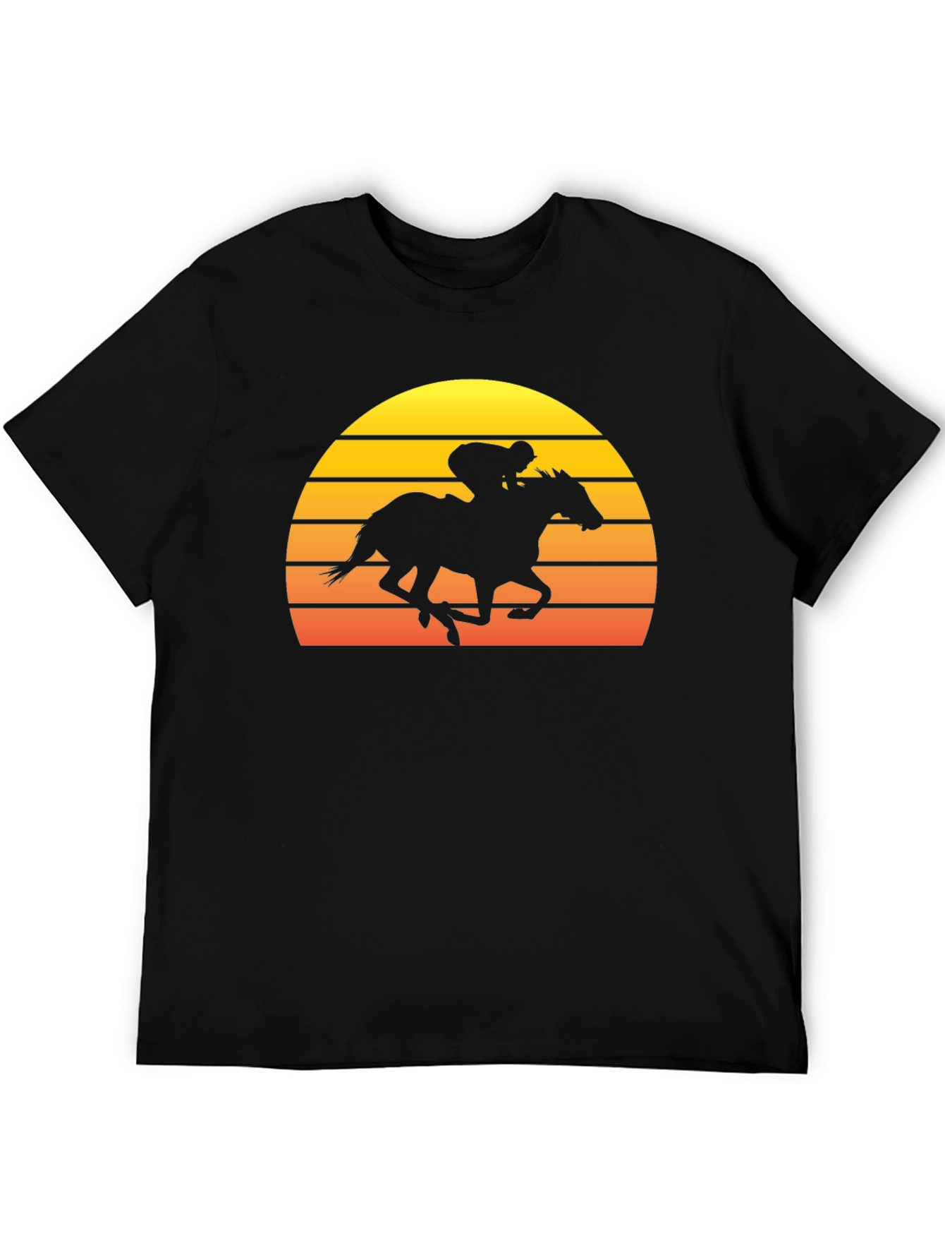 Retro Sunset Horse Racing Graphic T-Shirt