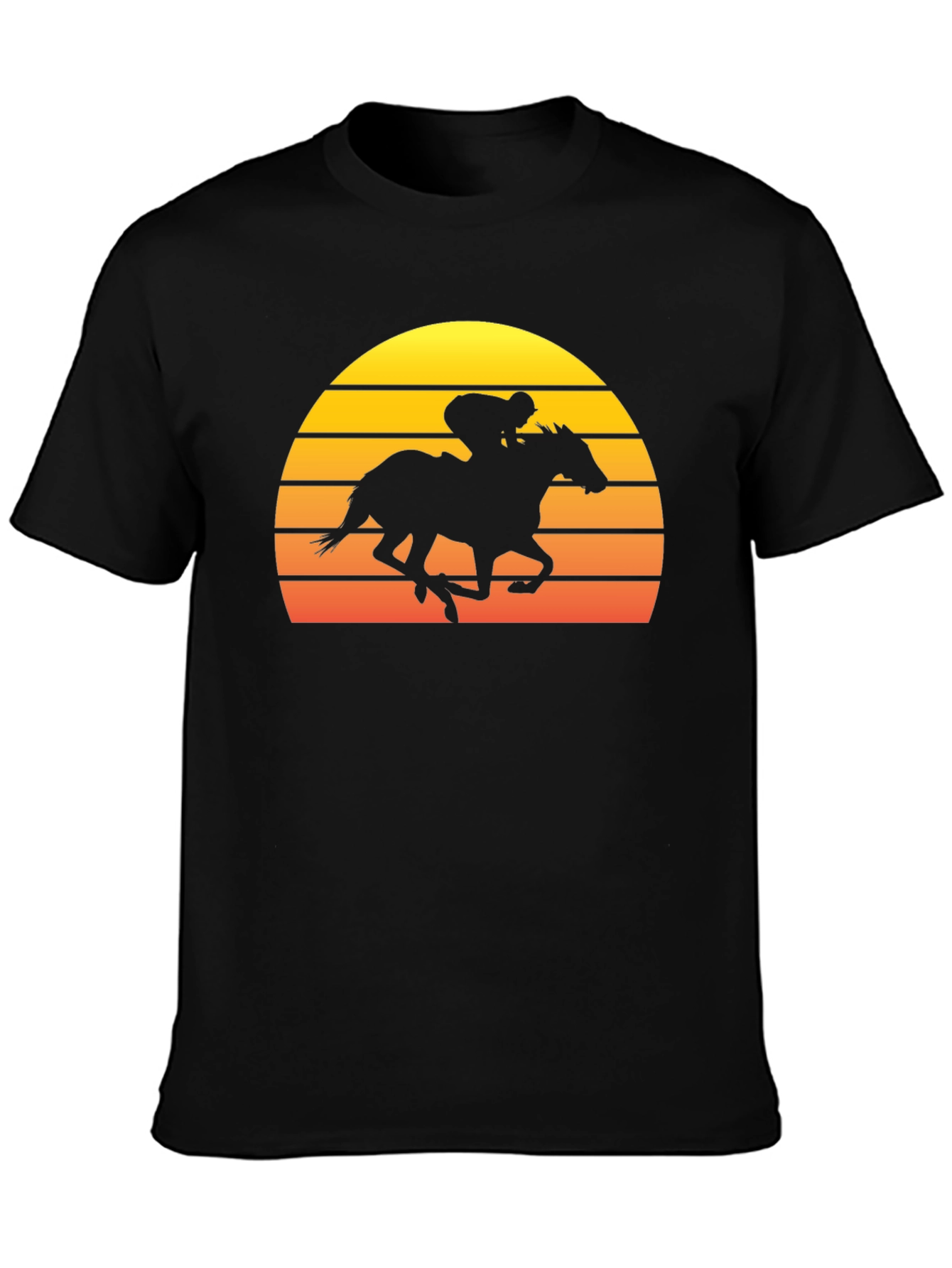 Retro Sunset Horse Racing Graphic T-Shirt