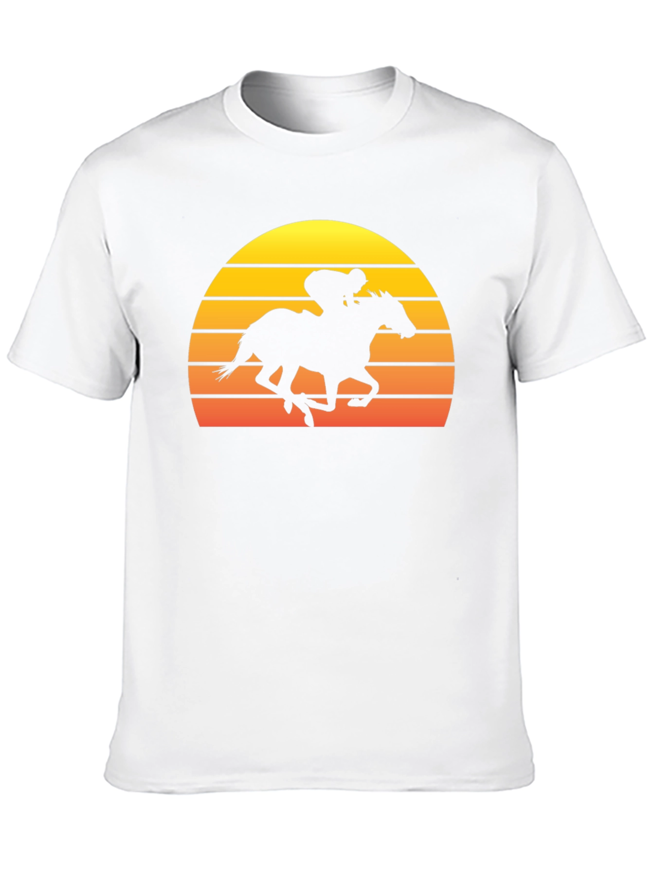 Retro Sunset Horse Racing Graphic T-Shirt