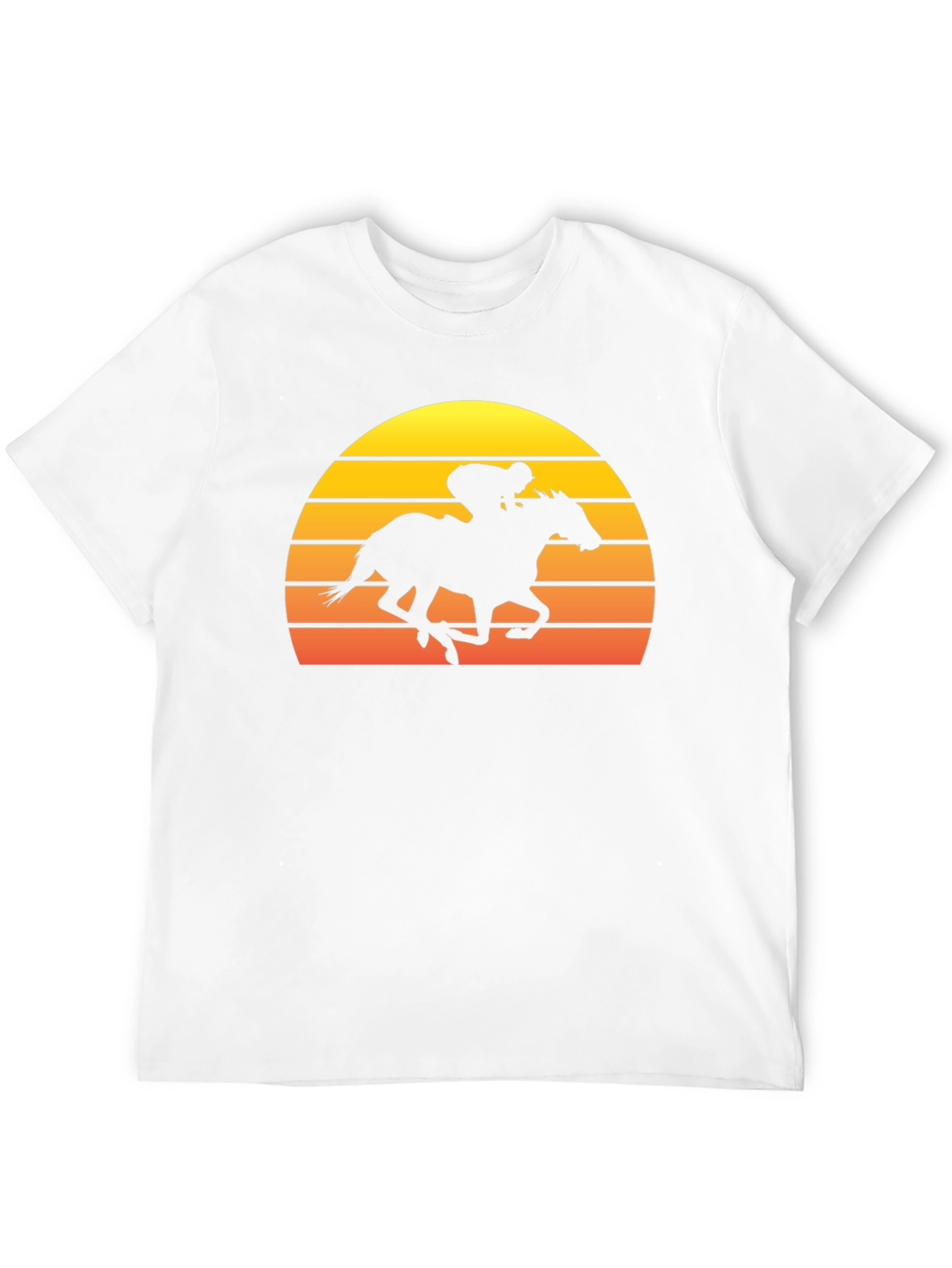Retro Sunset Horse Racing Graphic T-Shirt