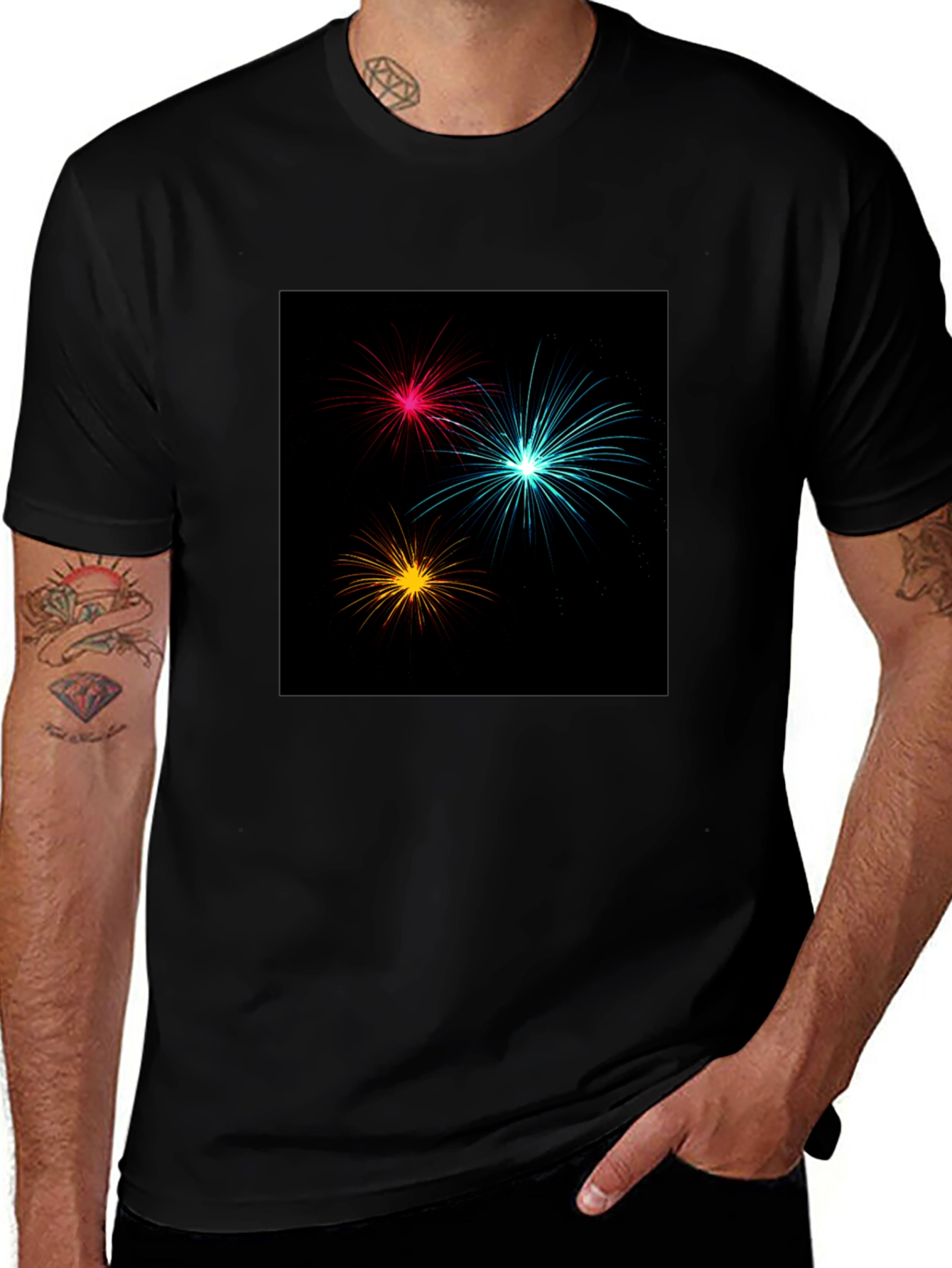 Fireworks Graphic Black Tee