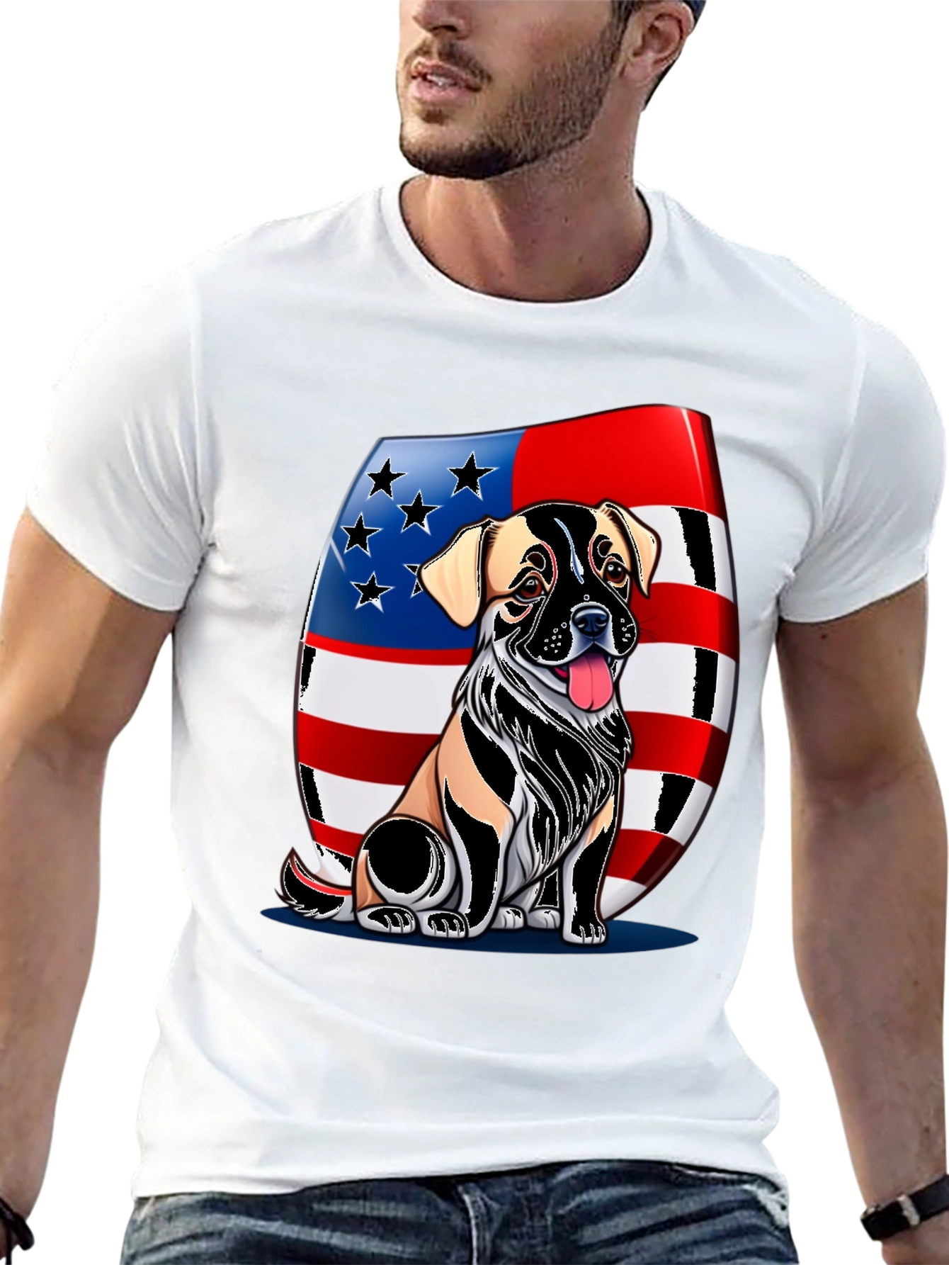 American Flag Dog Graphic Tee