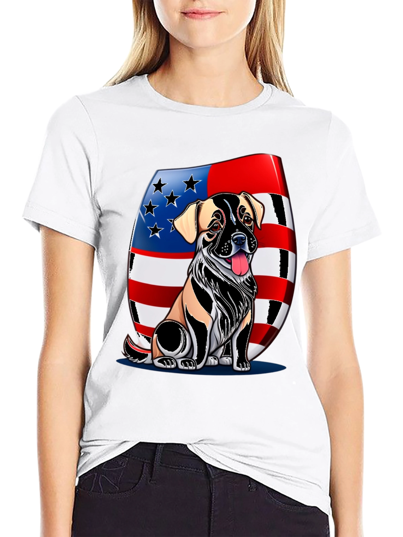 American Flag Dog Graphic Tee