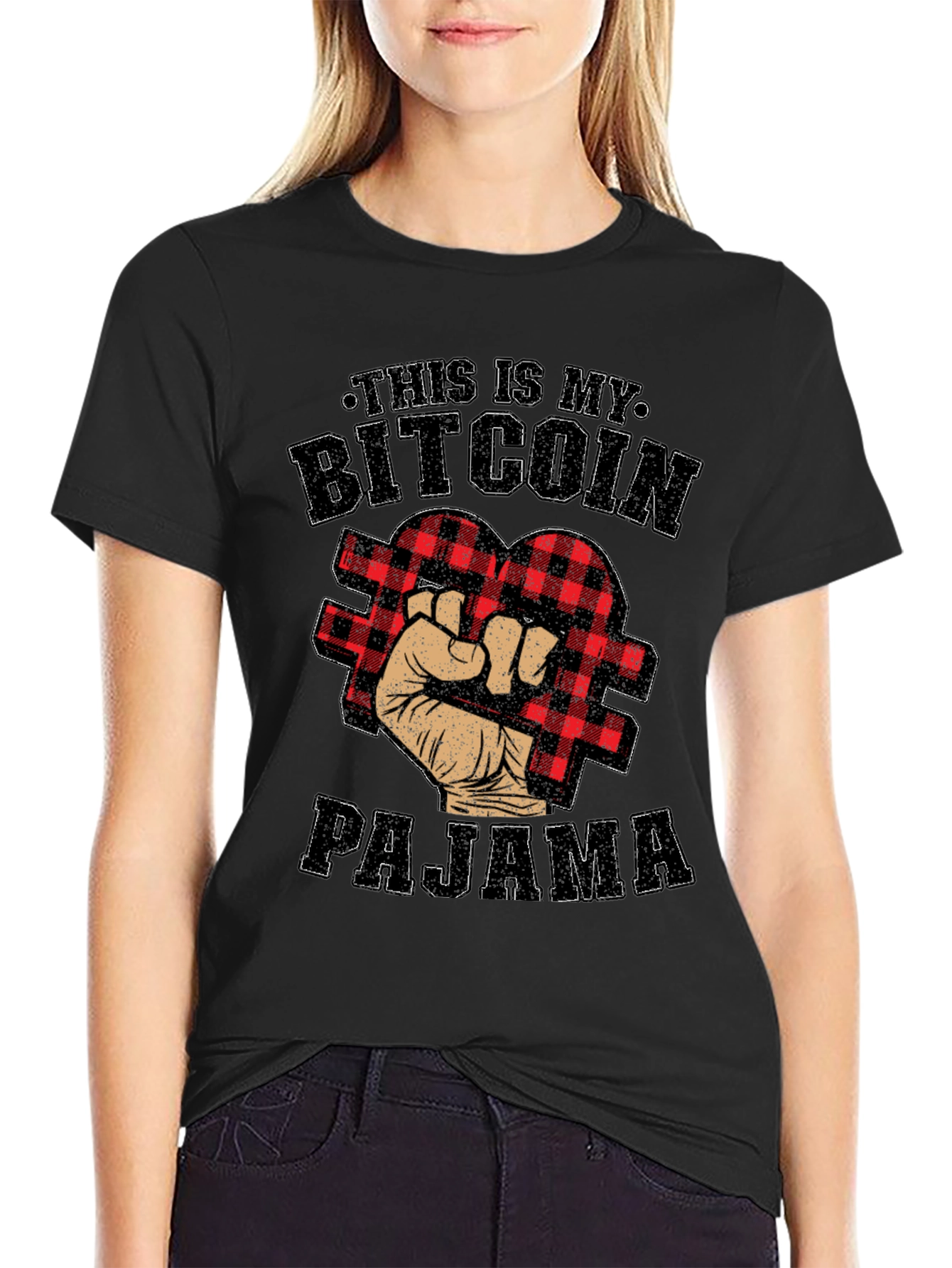 Bitcoin Pajama Black T-Shirt Crypto HODL