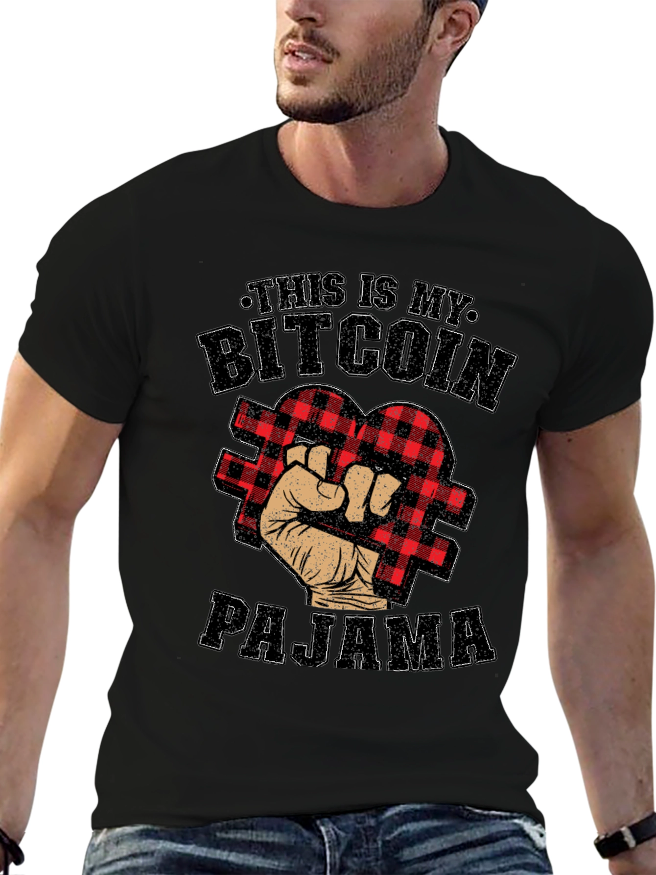 Bitcoin Pajama Black T-Shirt Crypto HODL