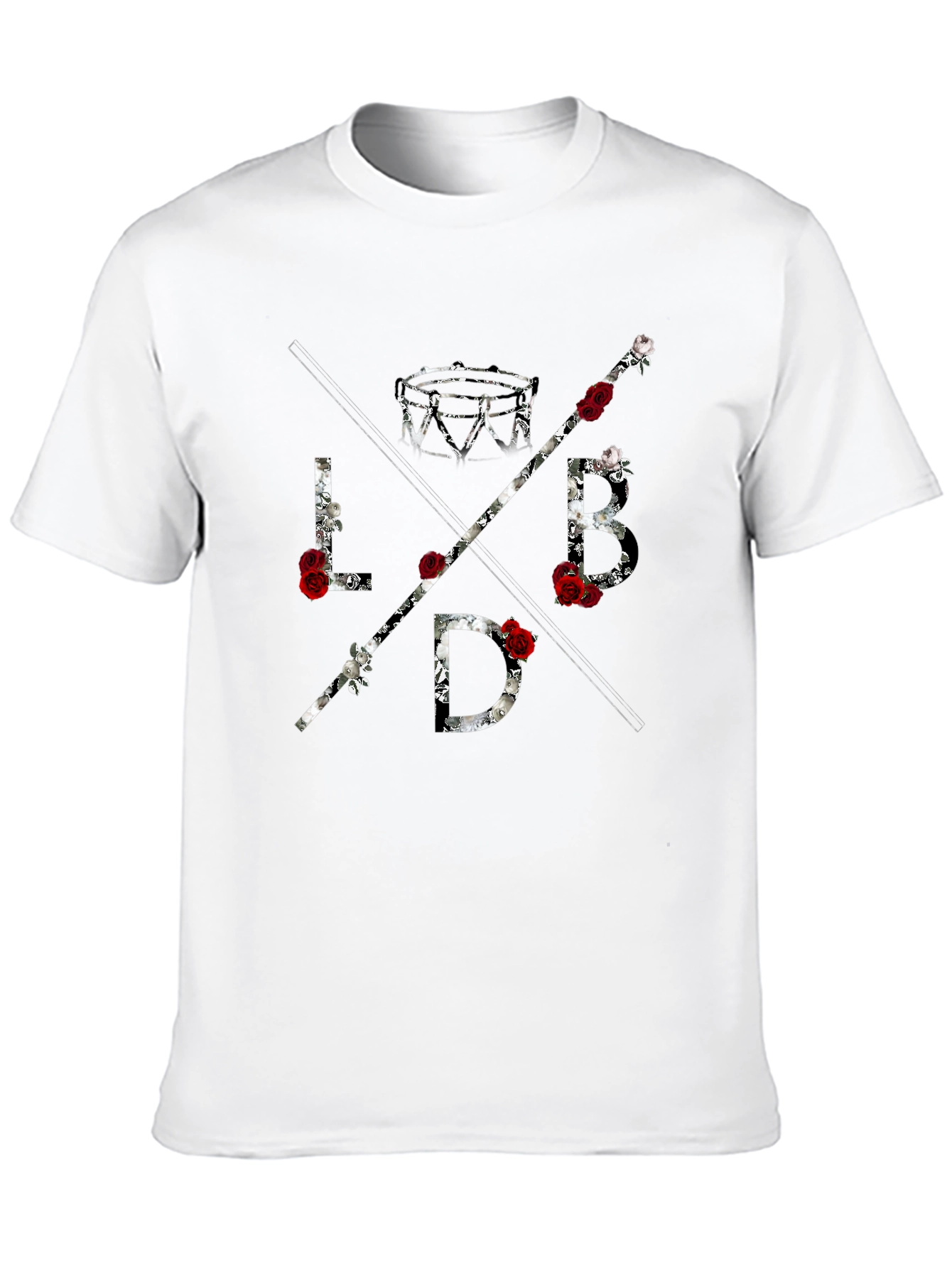 LBD Roses Graphic Tee - Mens Black Cotton T-Shirt