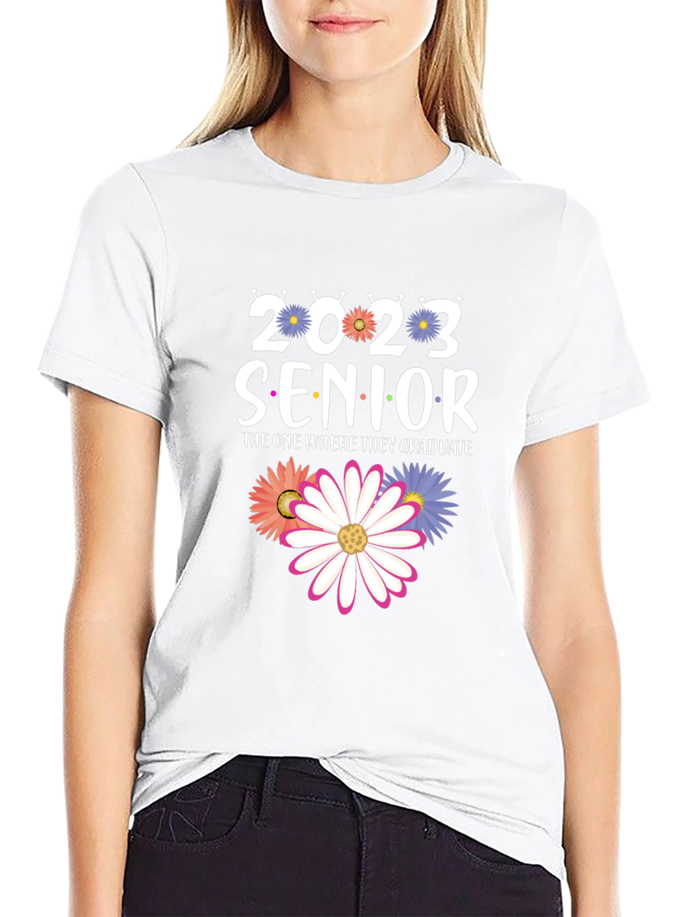 Senior 2023 Graduation T-Shirt with Floral Design